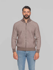 BALLANTYNE CARDIGAN CON ZIP 94554 NUT/BEIGE