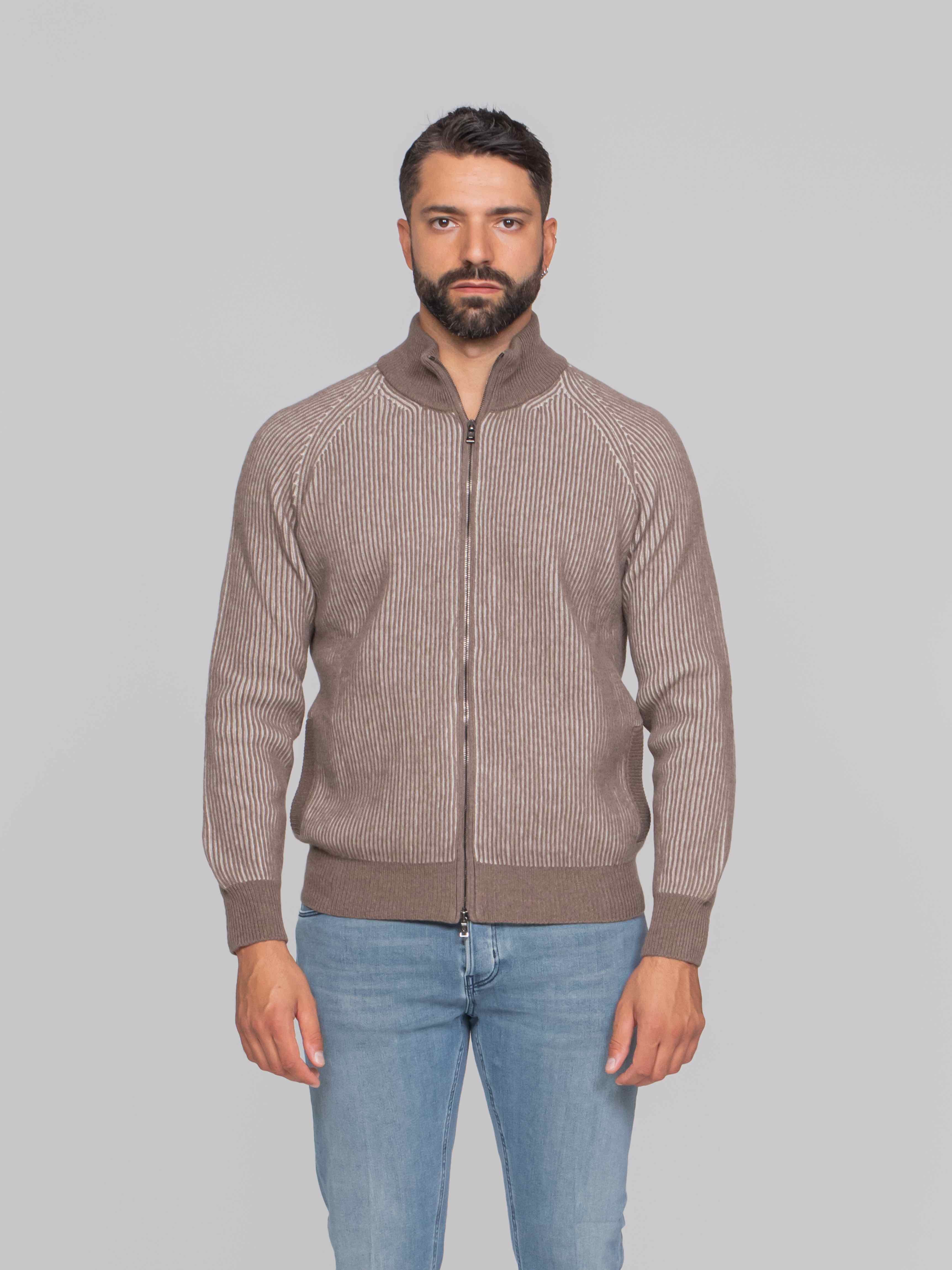 BALLANTYNE CARDIGAN CON ZIP 94554 NUT/BEIGE