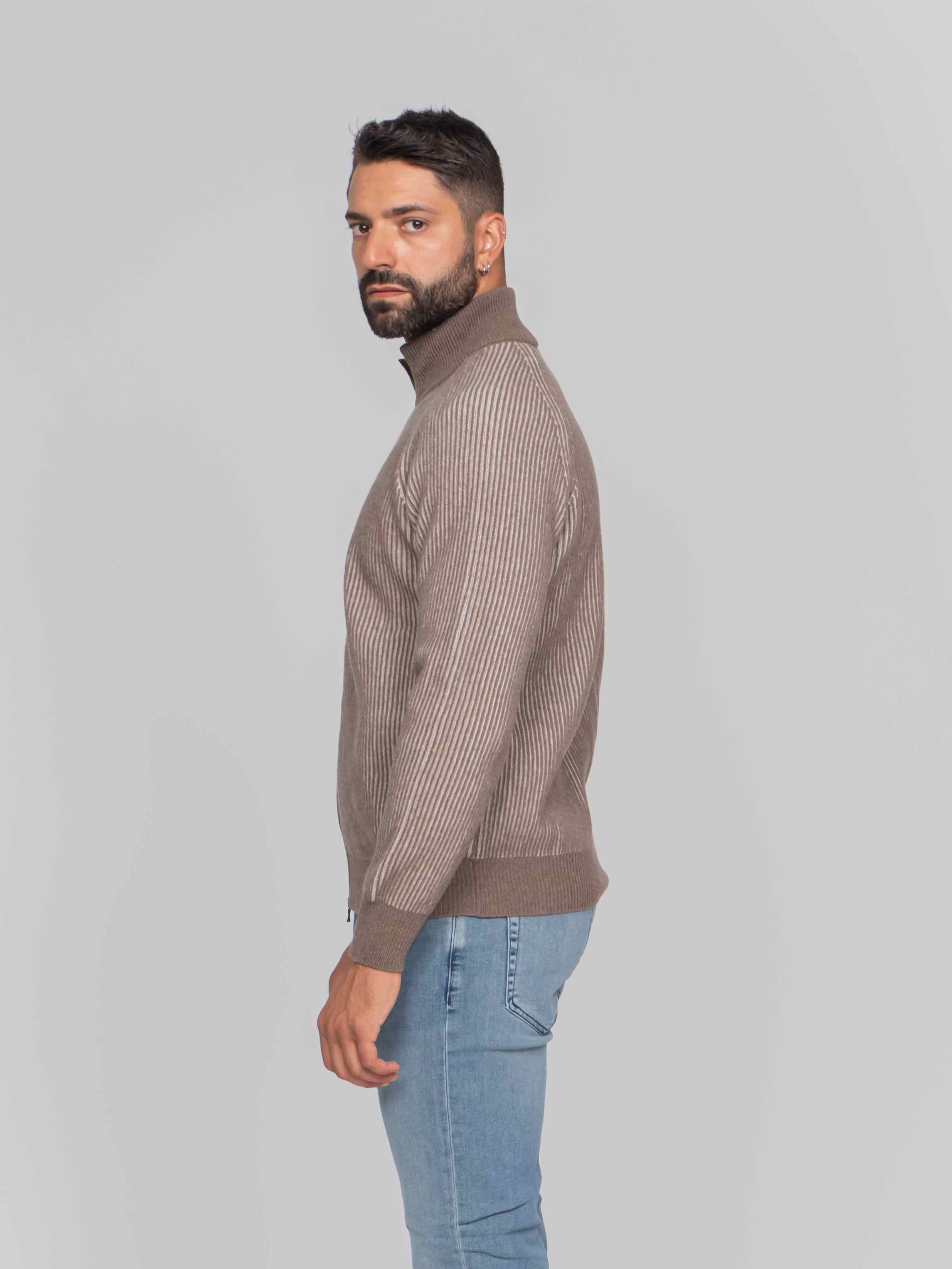 BALLANTYNE CARDIGAN CON ZIP 94554 NUT/BEIGE