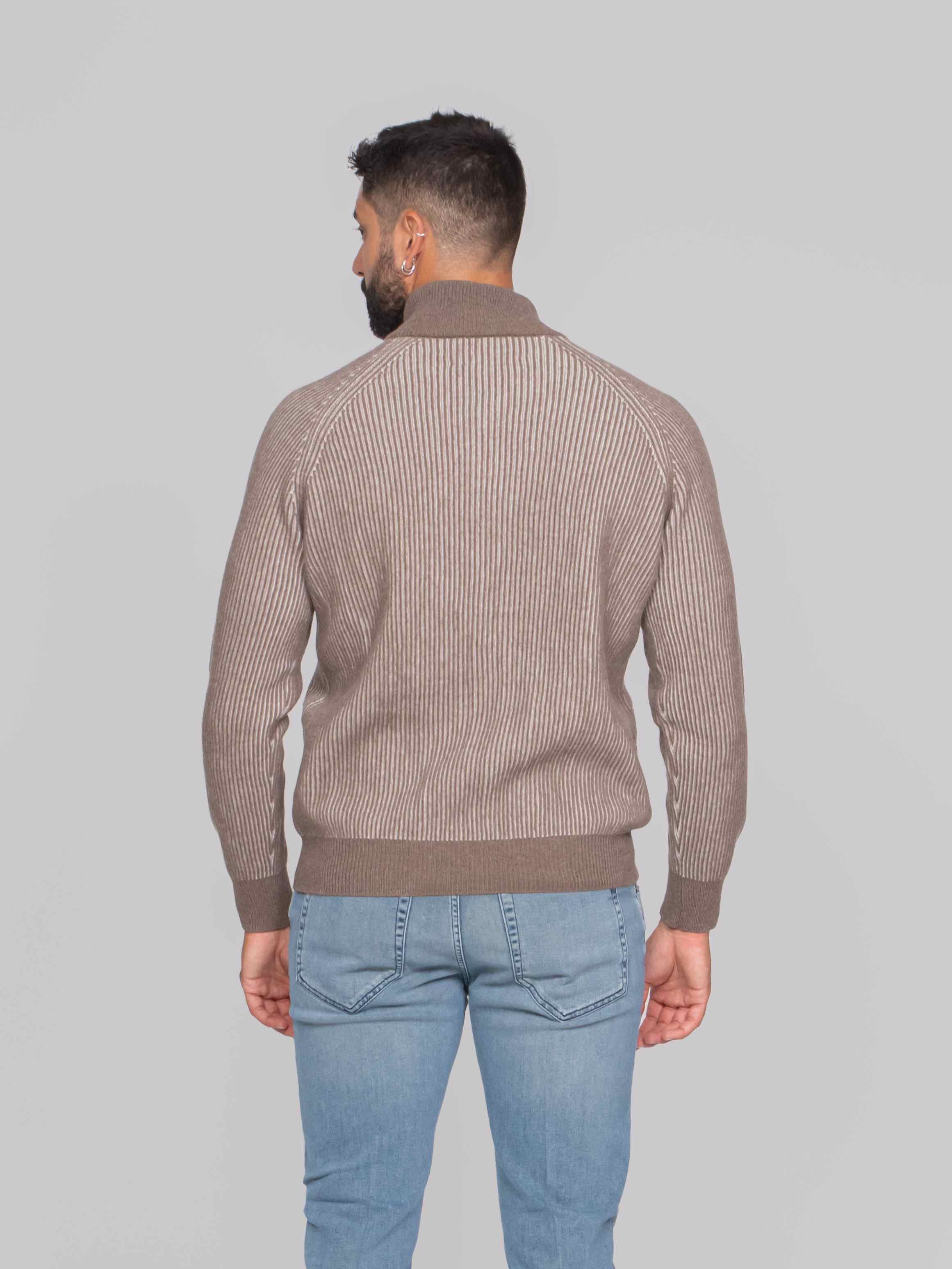 BALLANTYNE CARDIGAN CON ZIP 94554 NUT/BEIGE