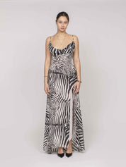 Blumarine Abito Lungo M1039 NATURAL WHITE/BLACK