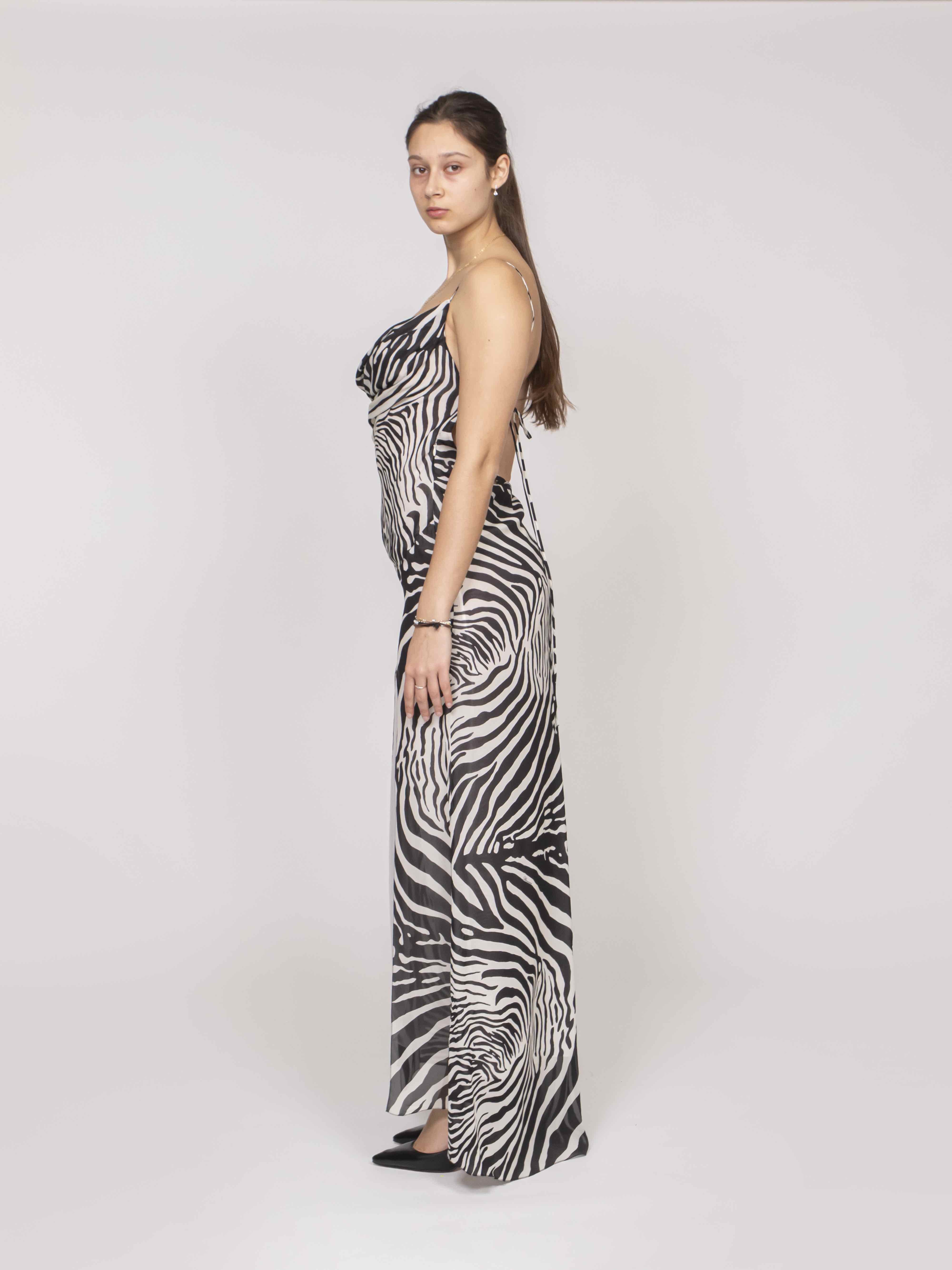 Blumarine Abito Lungo M1039 NATURAL WHITE/BLACK