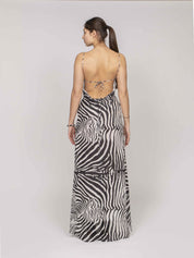 Blumarine Abito Lungo M1039 NATURAL WHITE/BLACK