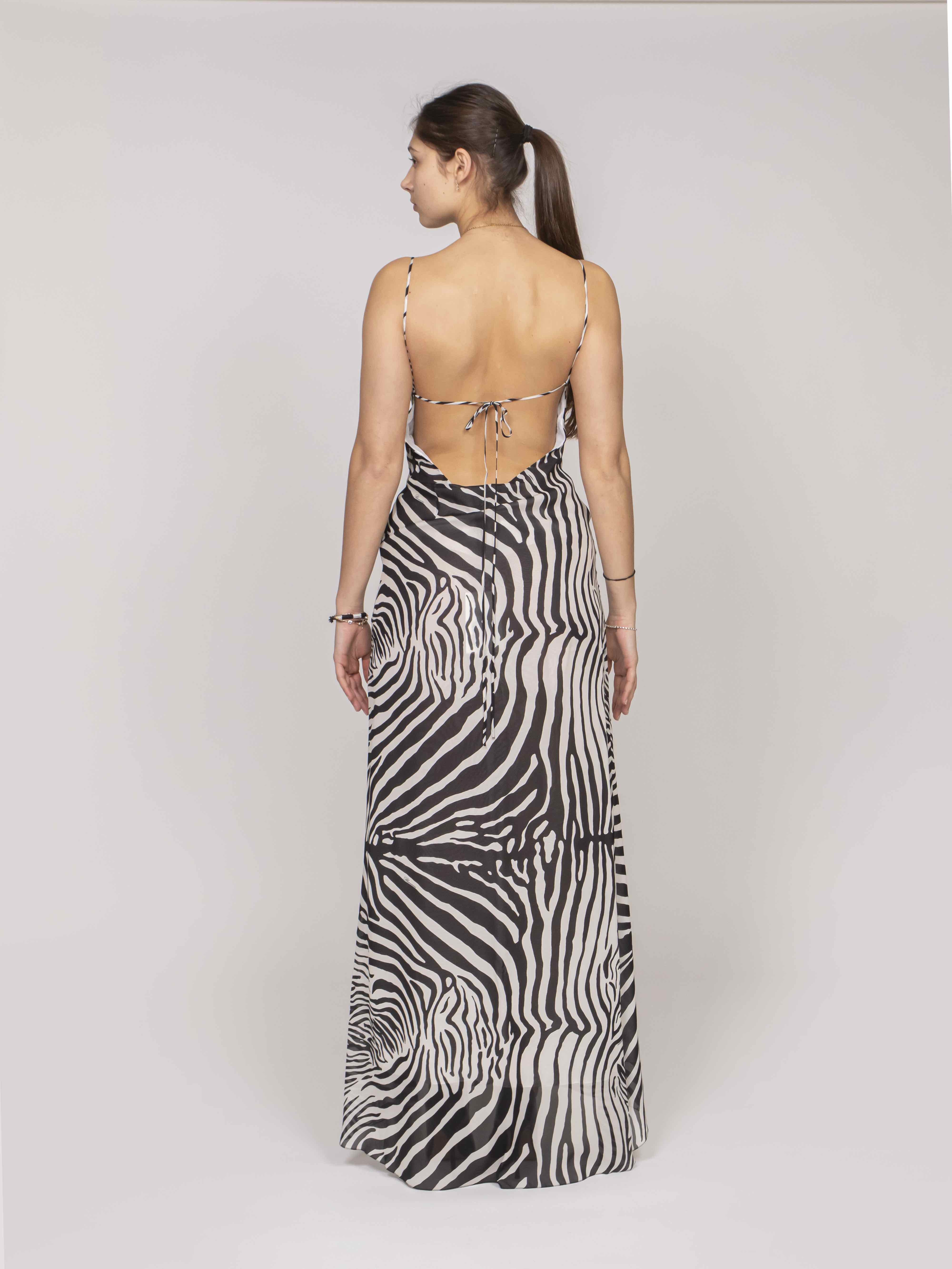 Blumarine Abito Lungo M1039 NATURAL WHITE/BLACK