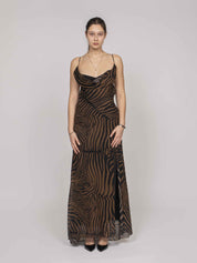 Blumarine Abito Lungo M5179 TOFFEE BROWN/BLACK