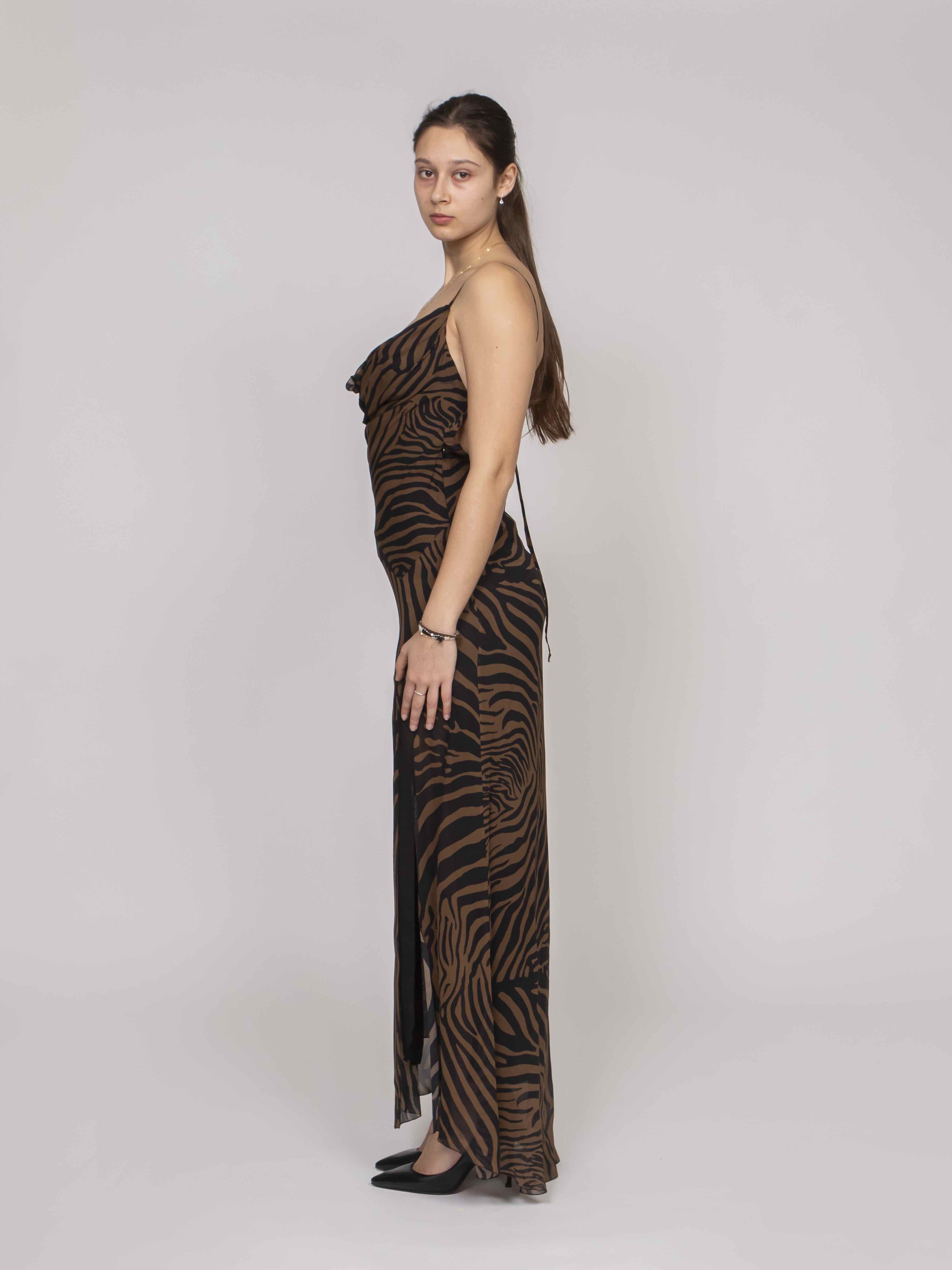 Blumarine Abito Lungo M5179 TOFFEE BROWN/BLACK