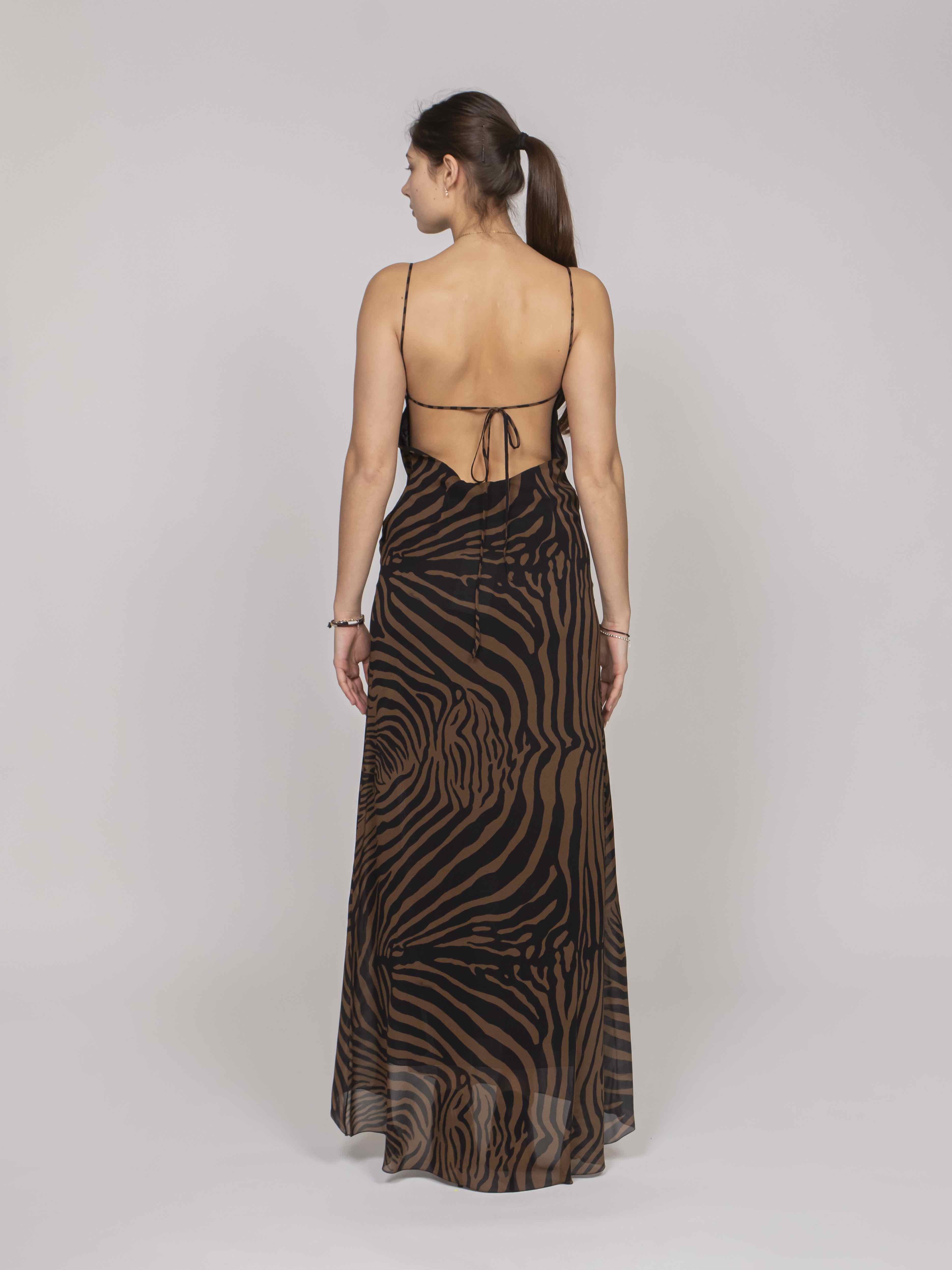 Blumarine Abito Lungo M5179 TOFFEE BROWN/BLACK