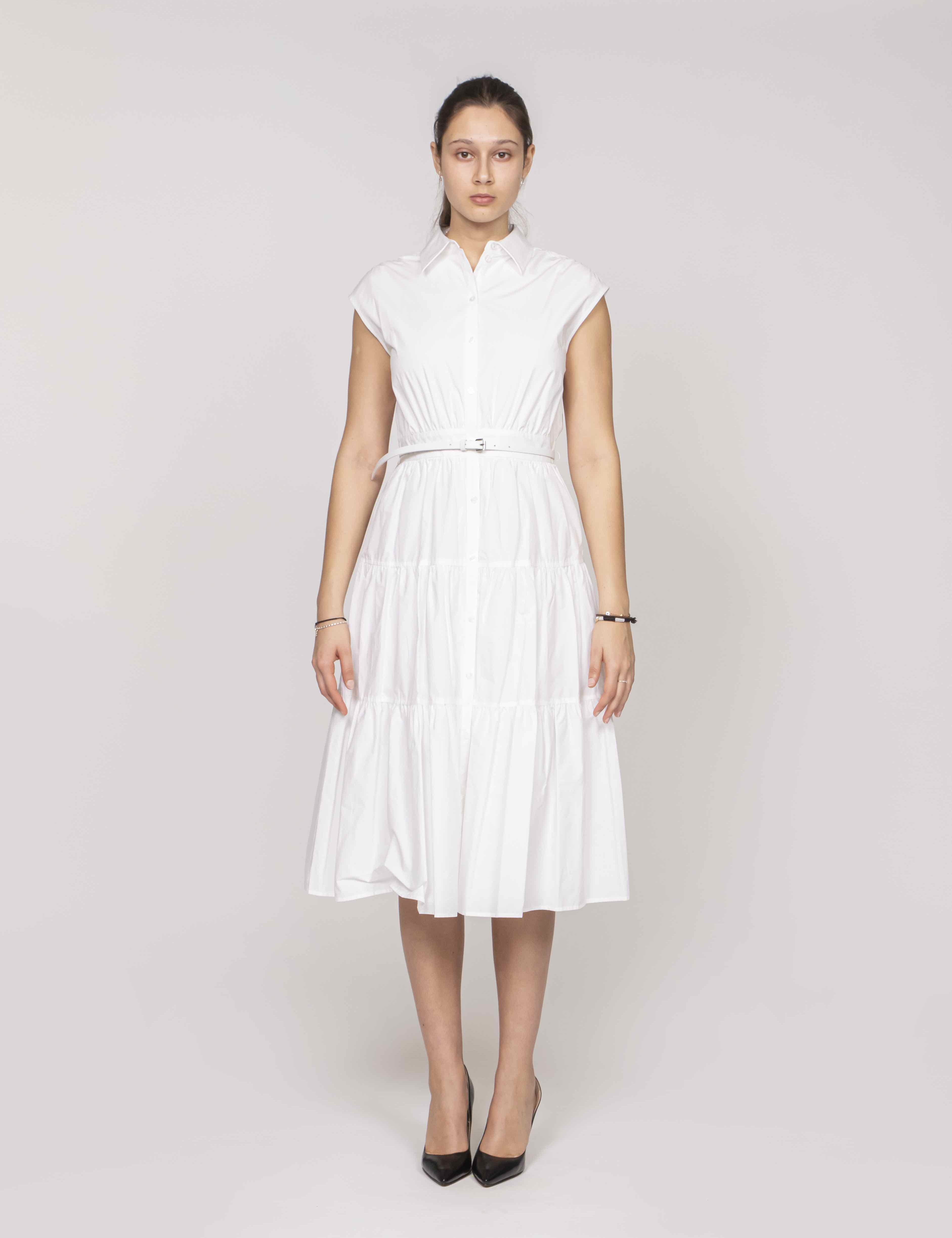 Michael Kors Abito Poplin Midi 100 WHITE