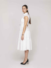 Michael Kors Abito Poplin Midi 100 WHITE