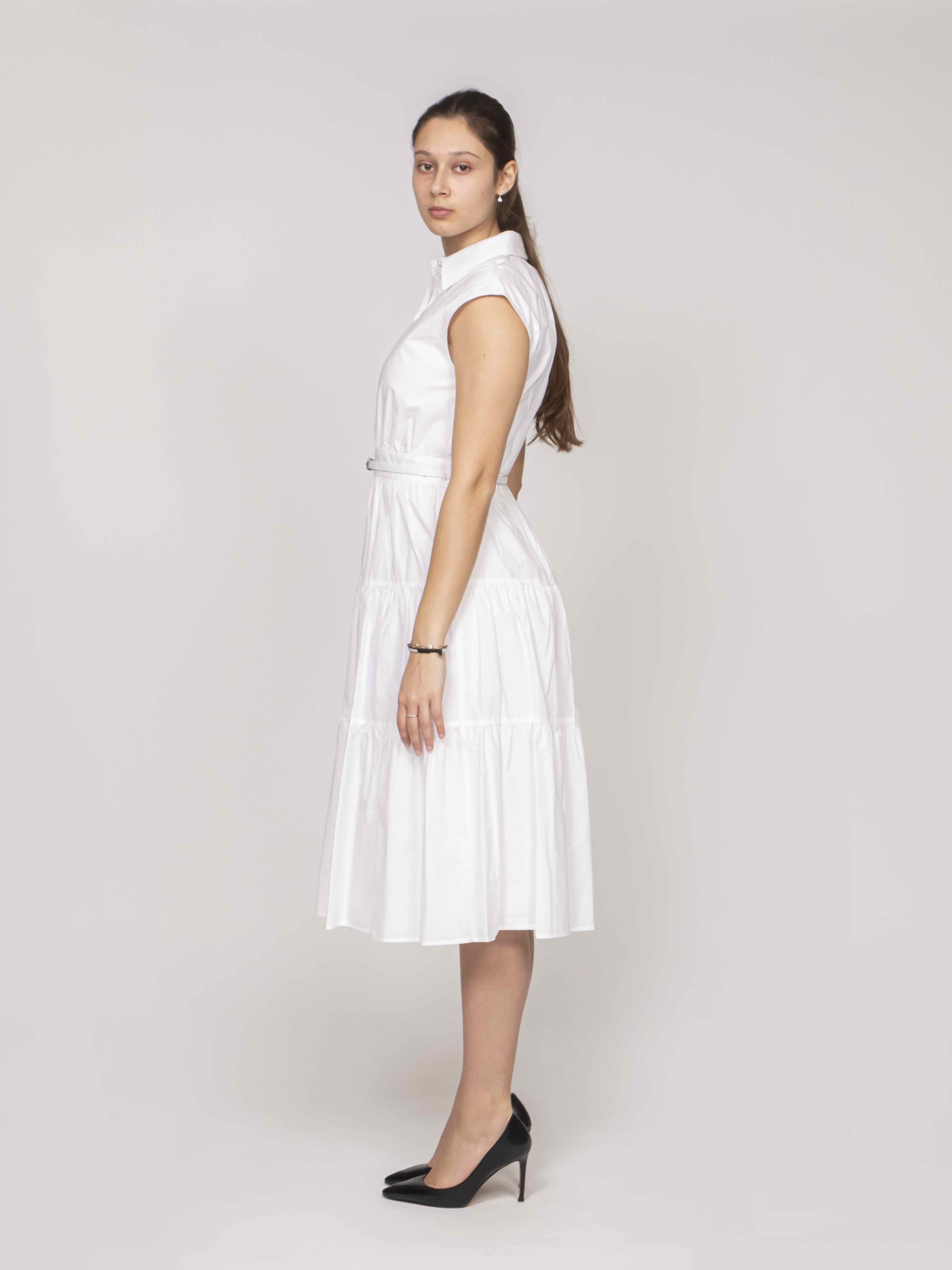 Michael Kors Abito Poplin Midi 100 WHITE