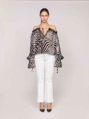 Blumarine Blusa M1039 NATURAL WHITE/BLACK
