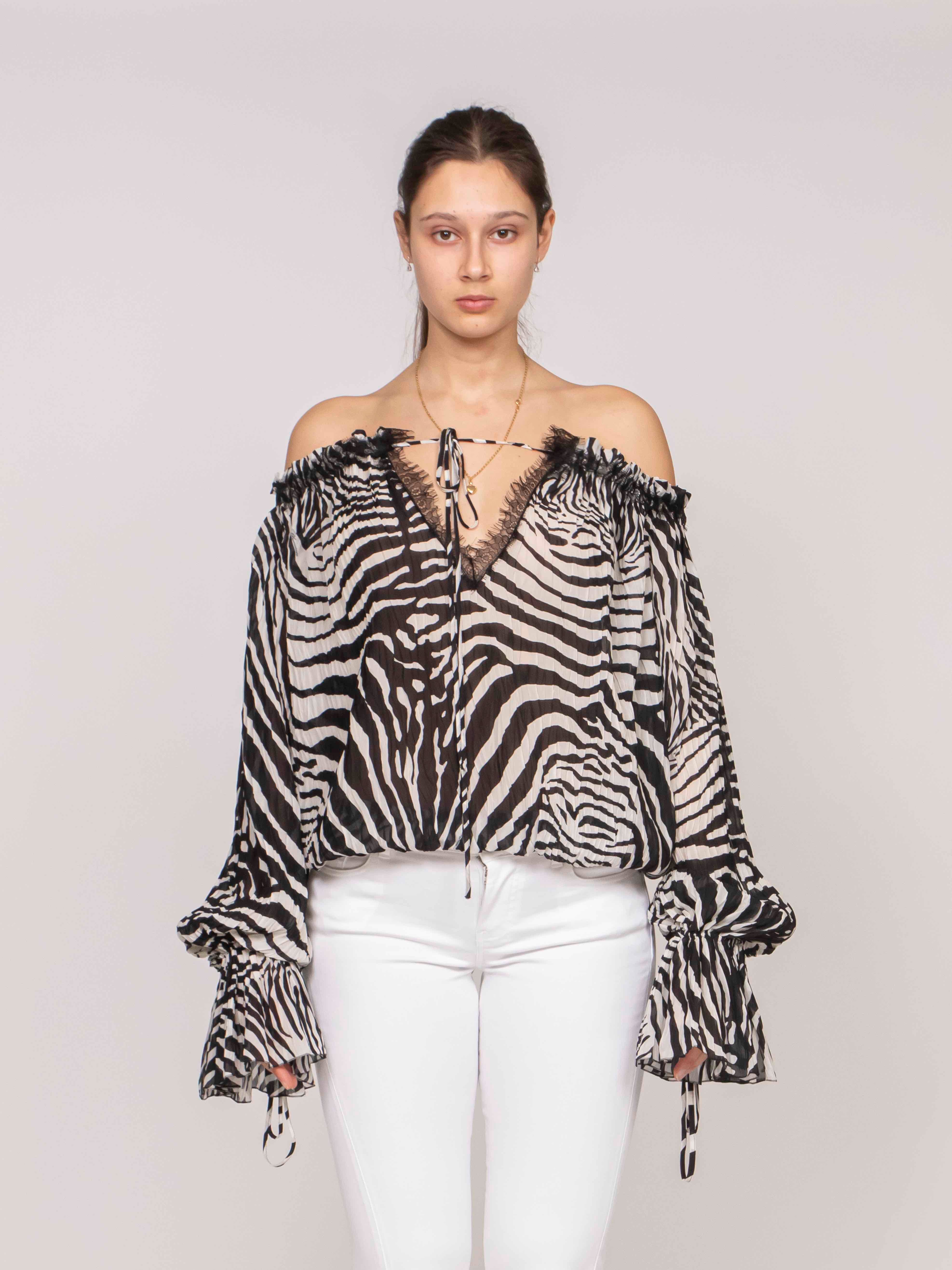 Blumarine Blusa M1039 NATURAL WHITE/BLACK