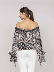 Blumarine Blusa M1039 NATURAL WHITE/BLACK