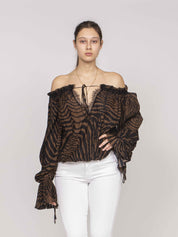Blumarine Blusa M5179 TOFFEE BROWN/BLACK