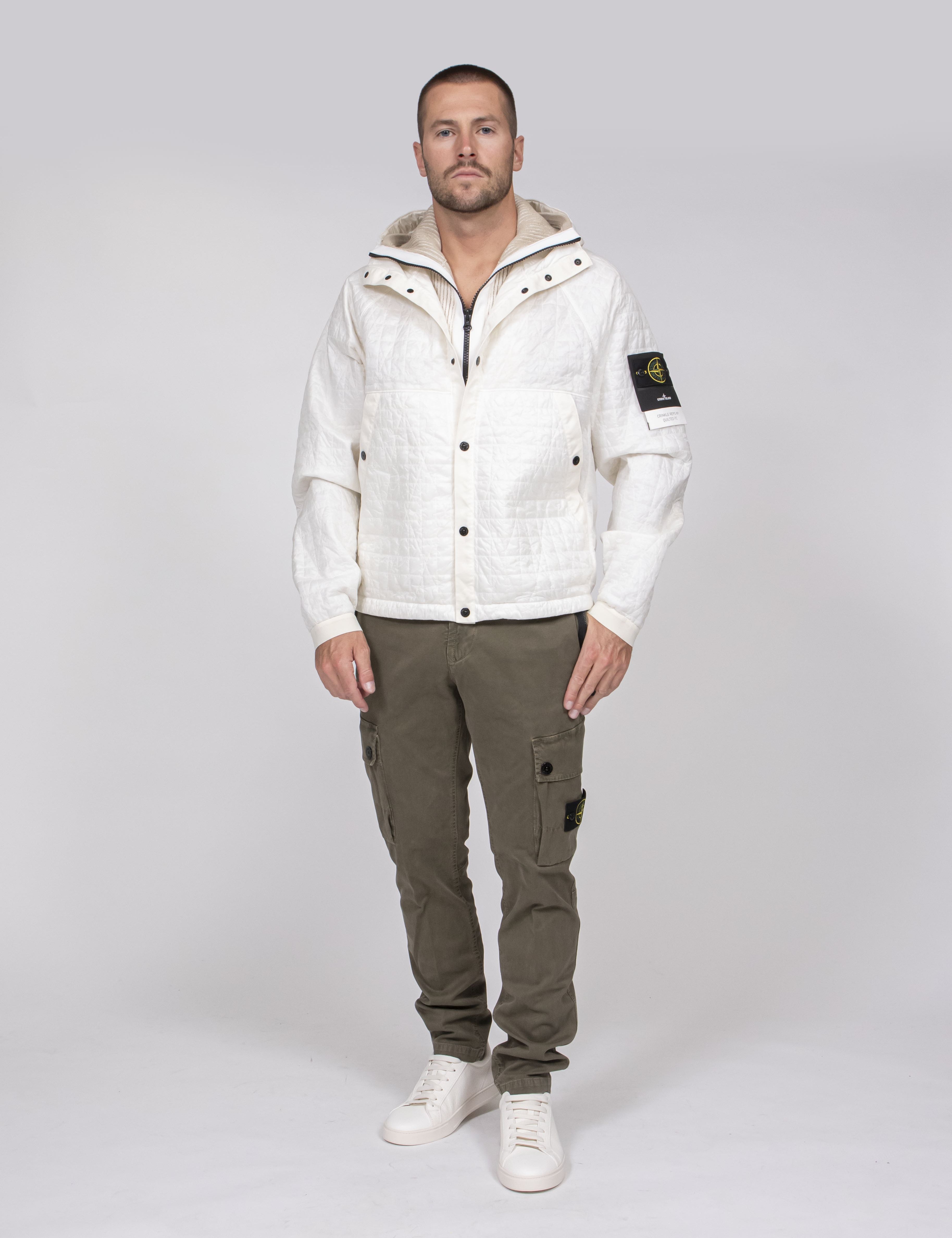 Stone Island Bomber con Cappuccio V0093 AVORIO