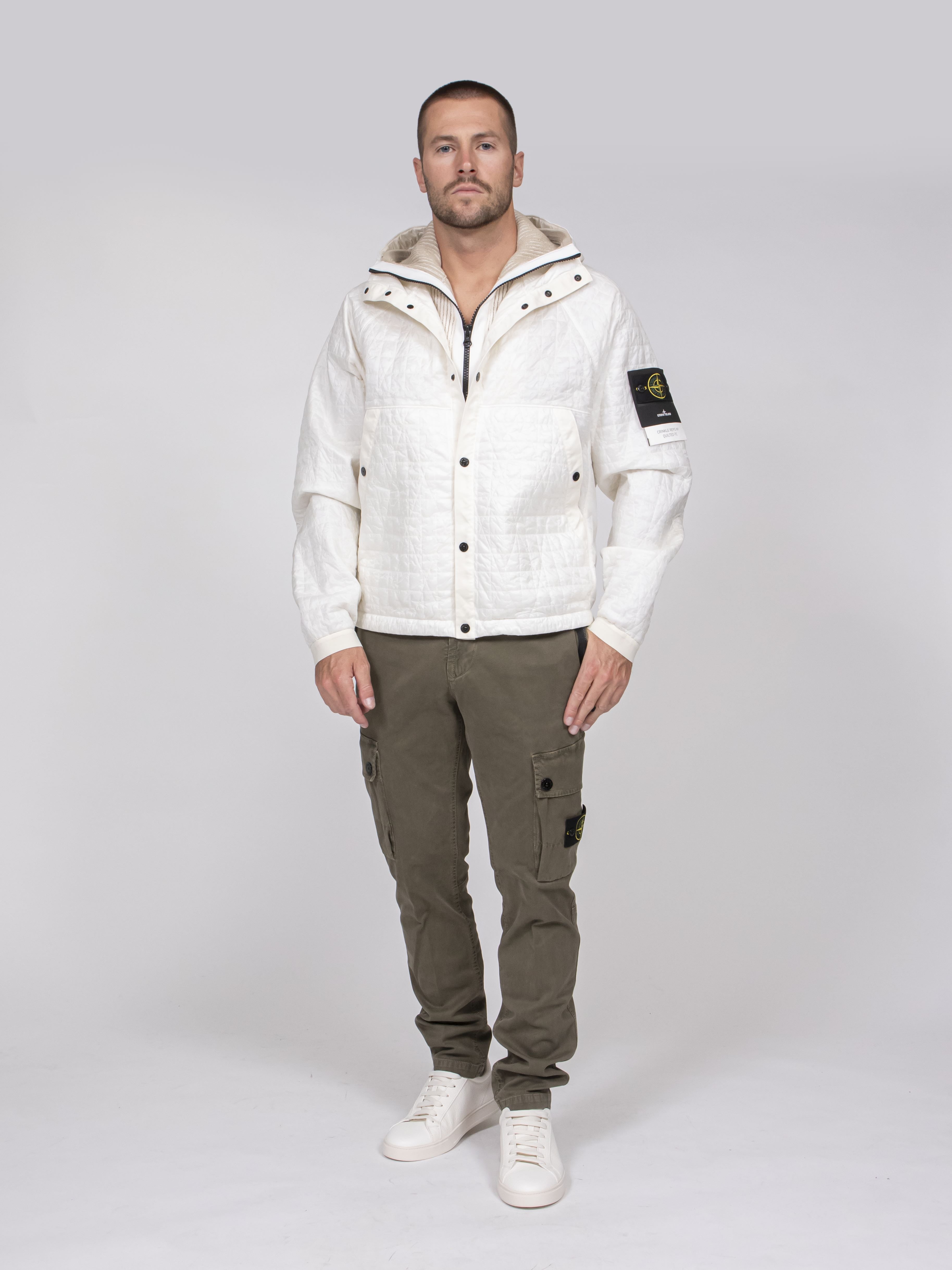 Stone Island Bomber con Cappuccio V0093 AVORIO