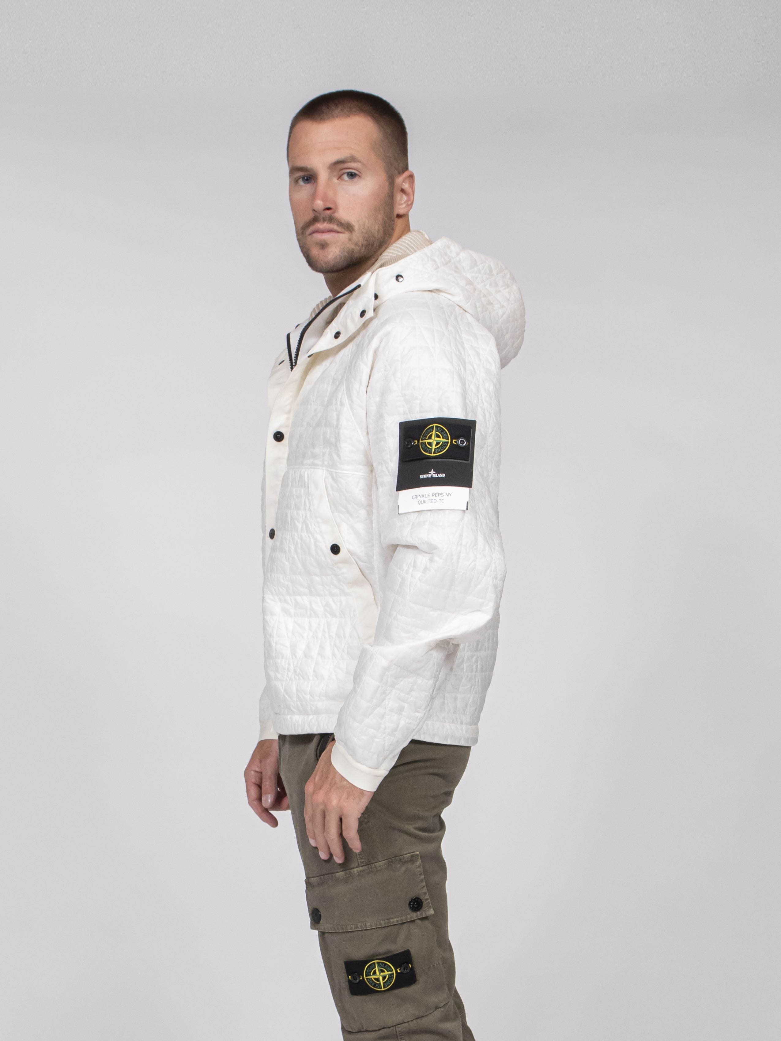 Stone Island Bomber con Cappuccio V0093 AVORIO