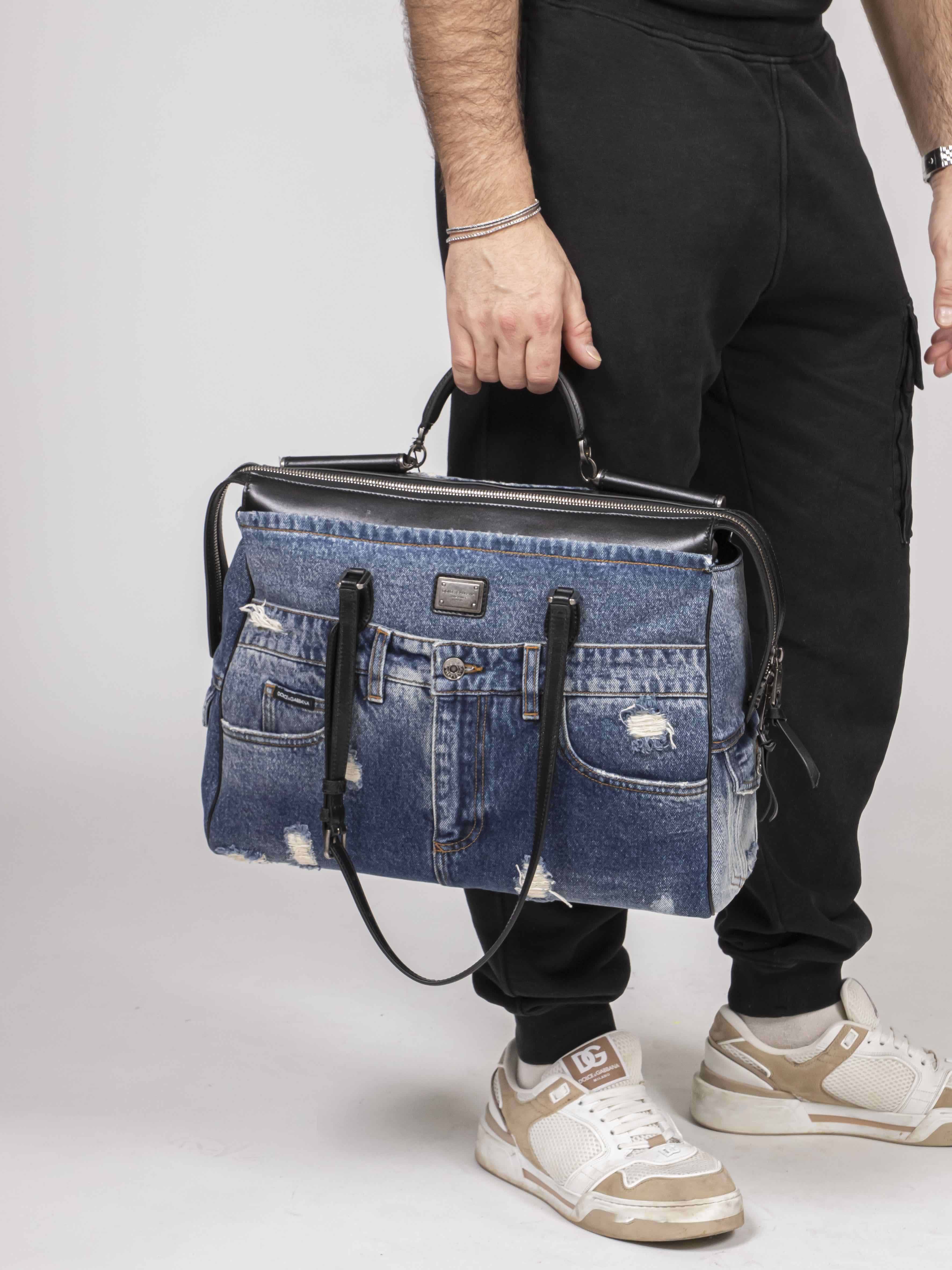 Dolce & Gabbana Borsa a Mano Denim 8E670 BLU/NERO