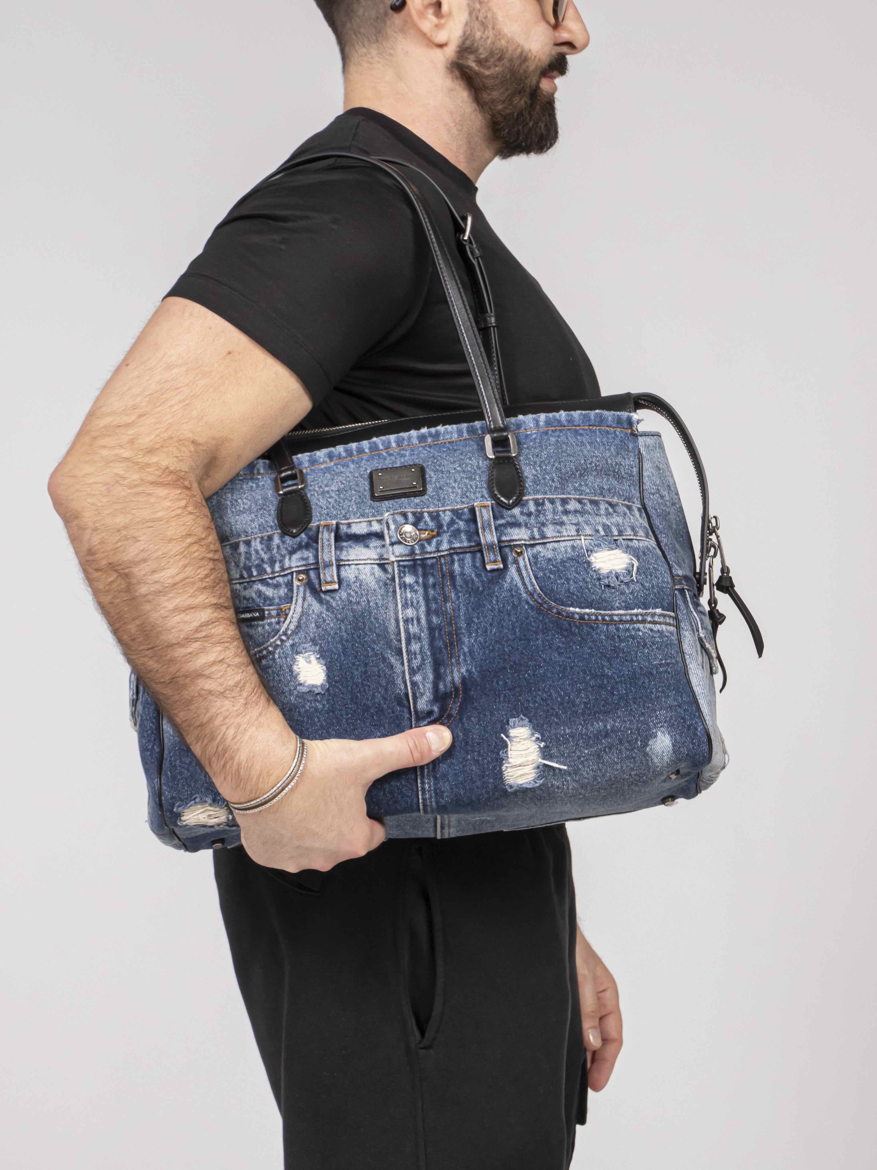 Dolce & Gabbana Borsa a Mano Denim 8E670 BLU/NERO