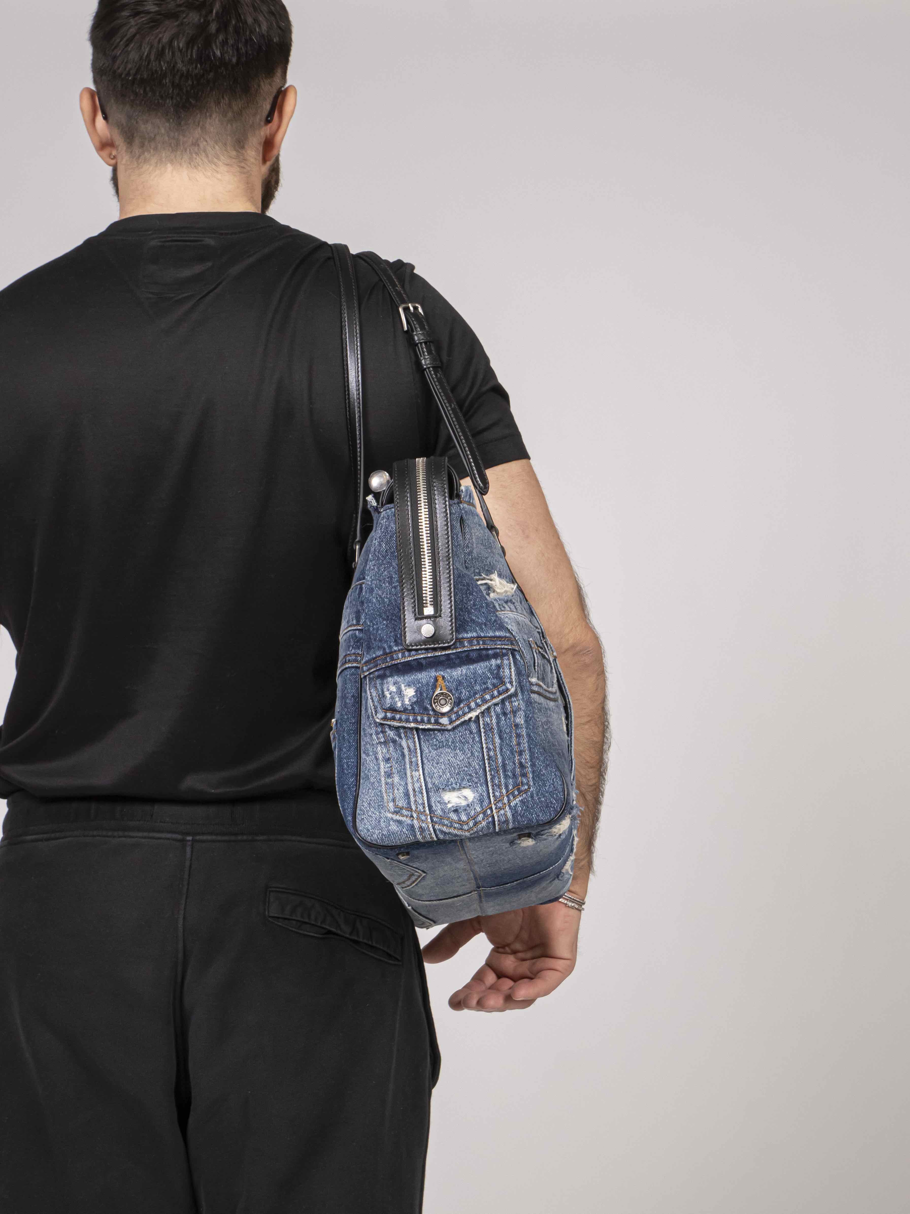 Dolce & Gabbana Borsa a Mano Denim 8E670 BLU/NERO