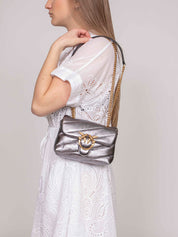 Pinko Borsa Love Puff Baby IEHQ ANTRACITE-ANTIQUE GOLD