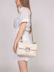 Pinko Borsa Love Puff Classic Z14O BIANCO SETA-OLD SILVER
