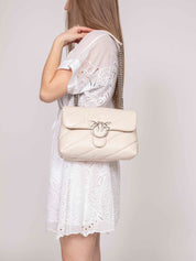 Pinko Borsa Love Puff Classic Z14O BIANCO SETA-OLD SILVER