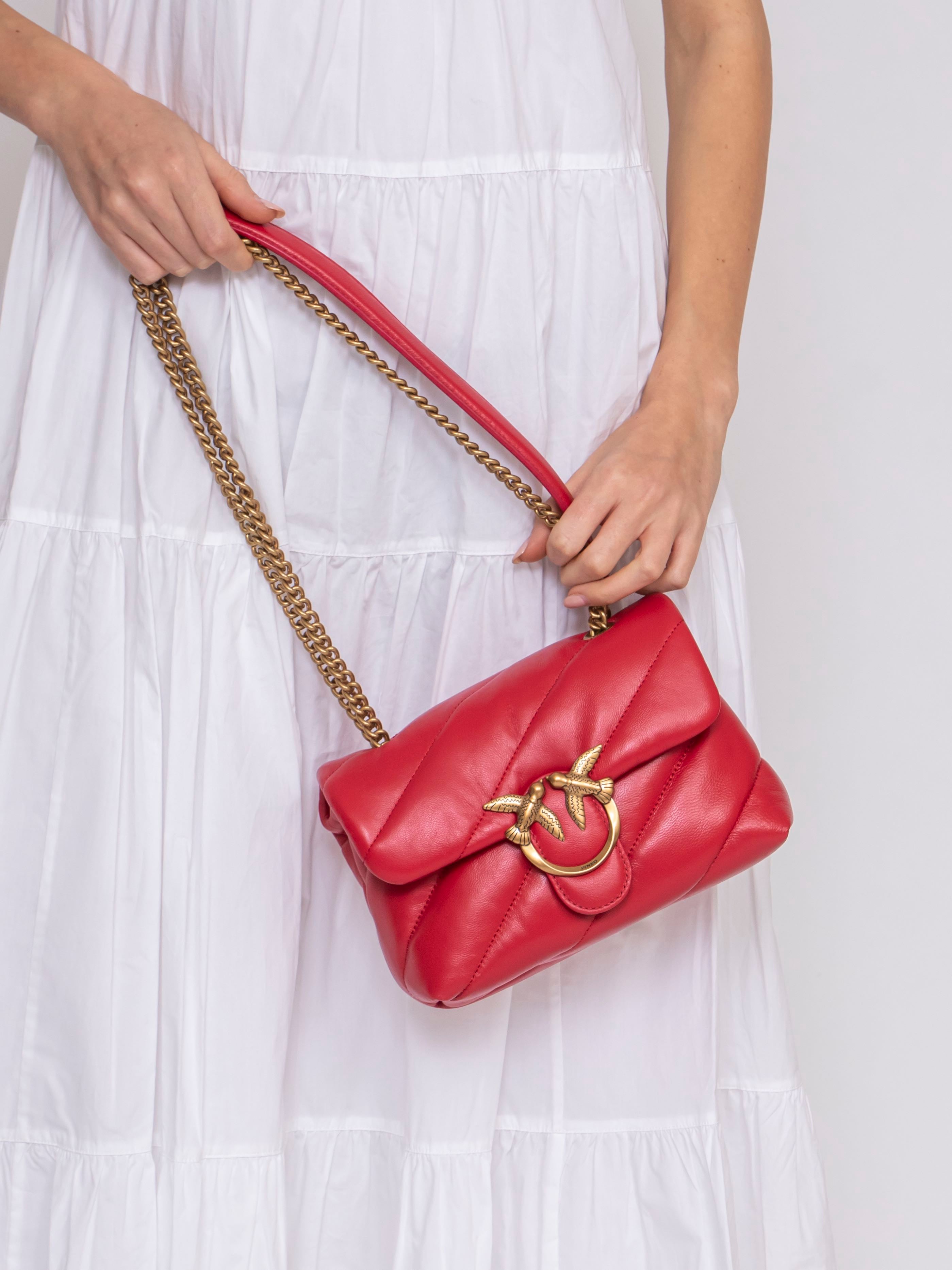 Pinko Borsa Love Puff Mini Sheep Nappa R30Q ROSSO ANTIQUE GOLD