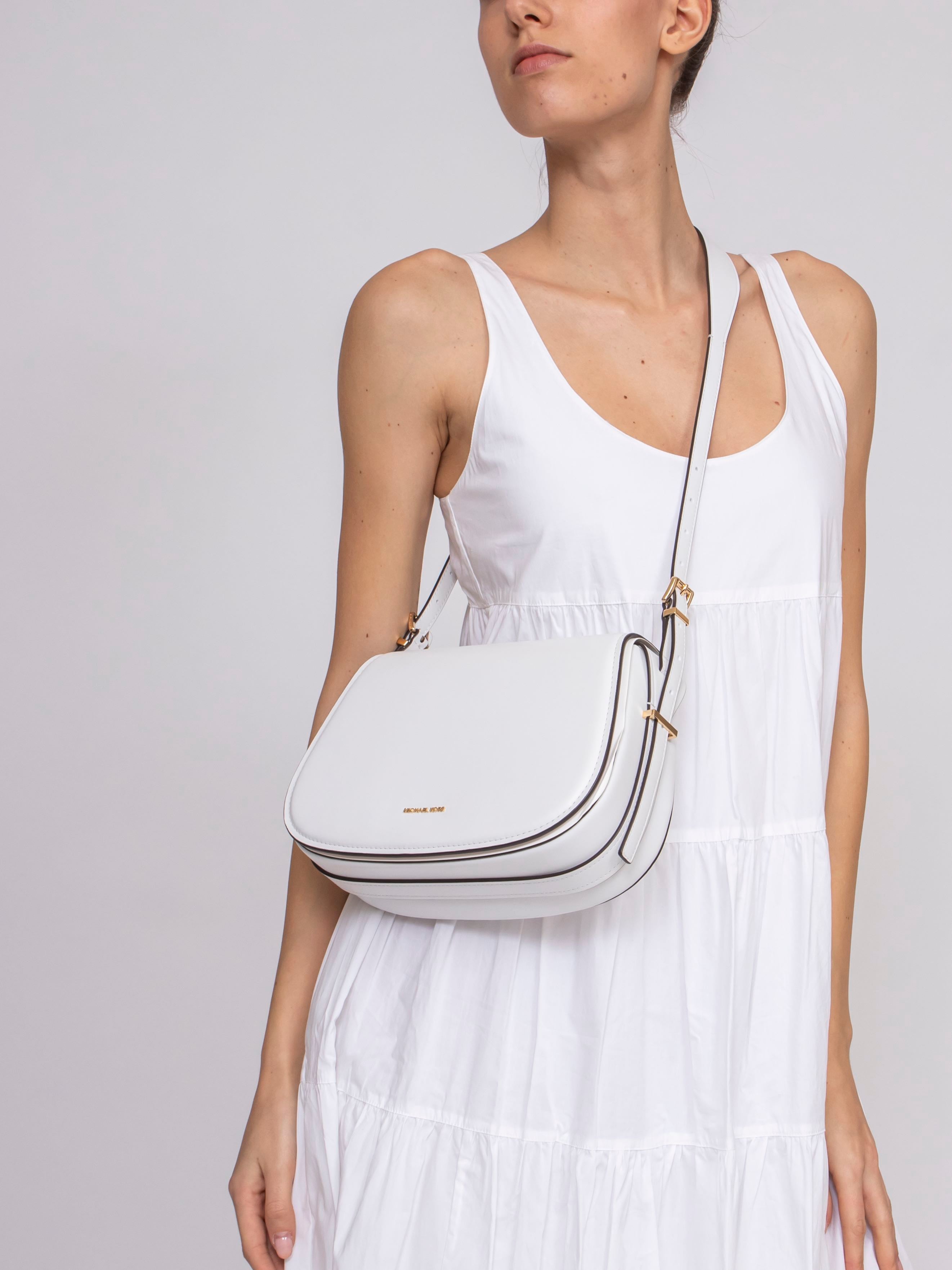 Michael Kors Borsa Md Flap Messenger 085 OPTICH WHITE
