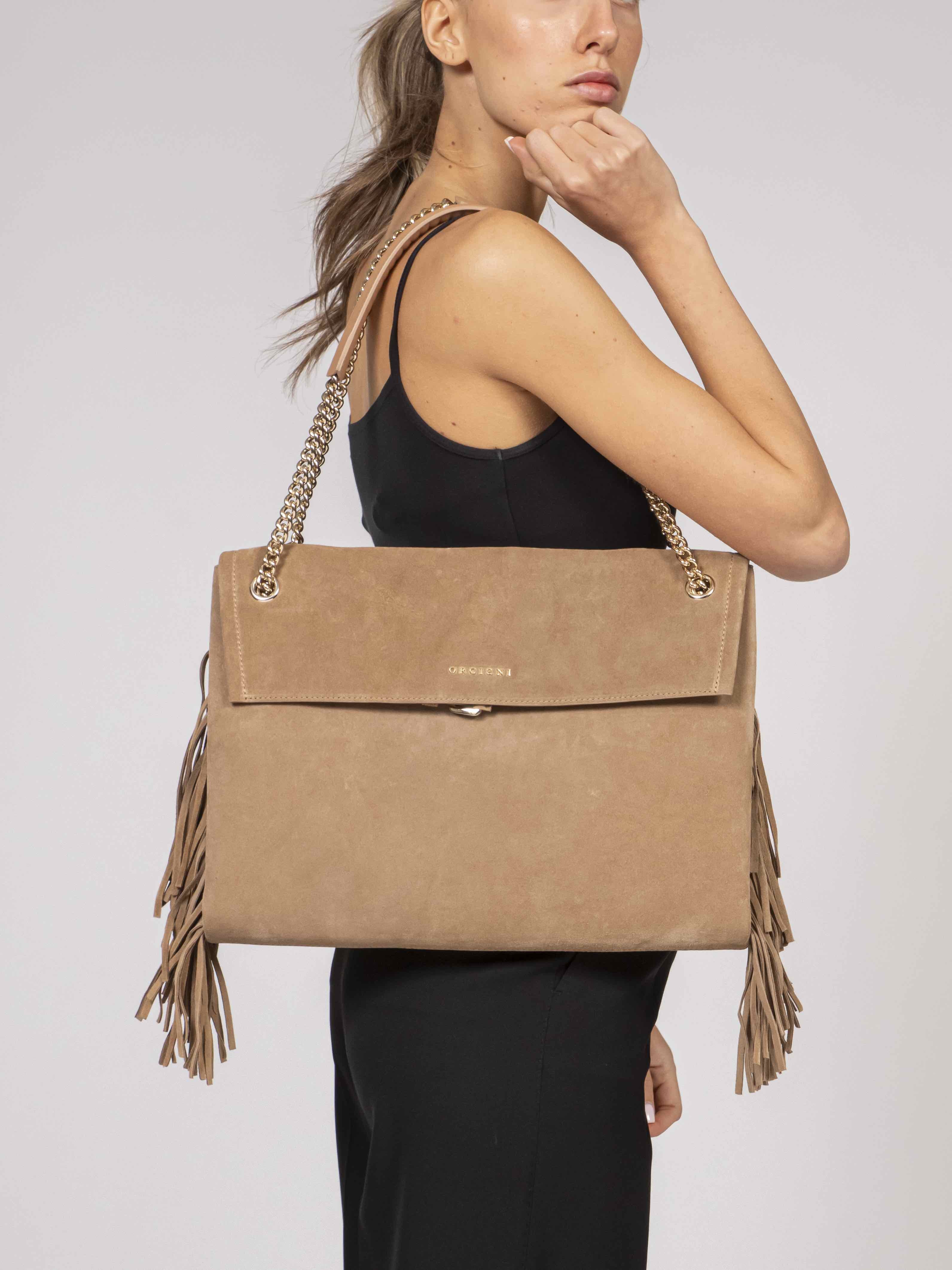 Orciani Borsa Venus M Peach Fringe BIS BEIGE