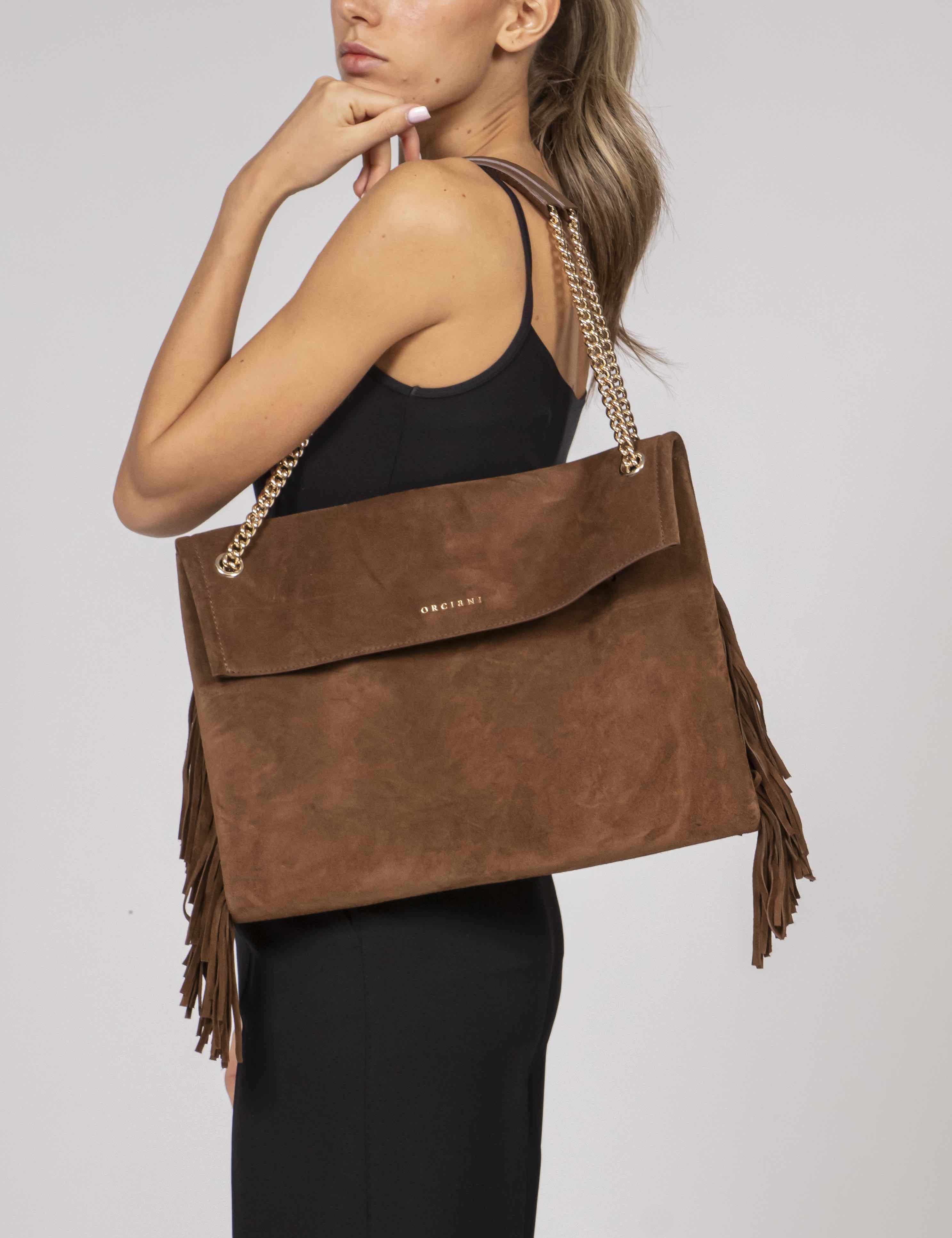 Orciani Borsa Venus M Peach Fringe COA COCOA