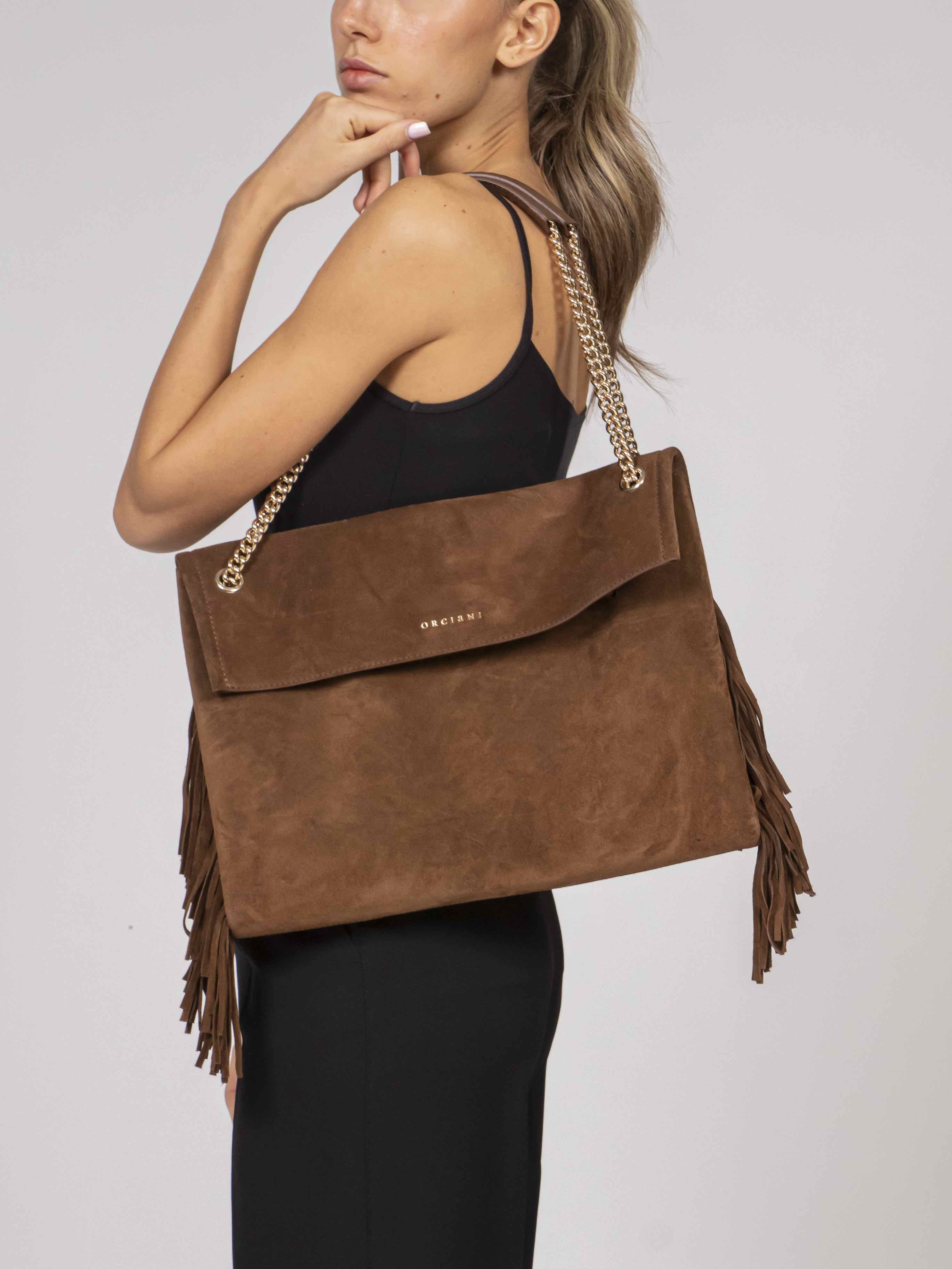 Orciani Borsa Venus M Peach Fringe COA COCOA