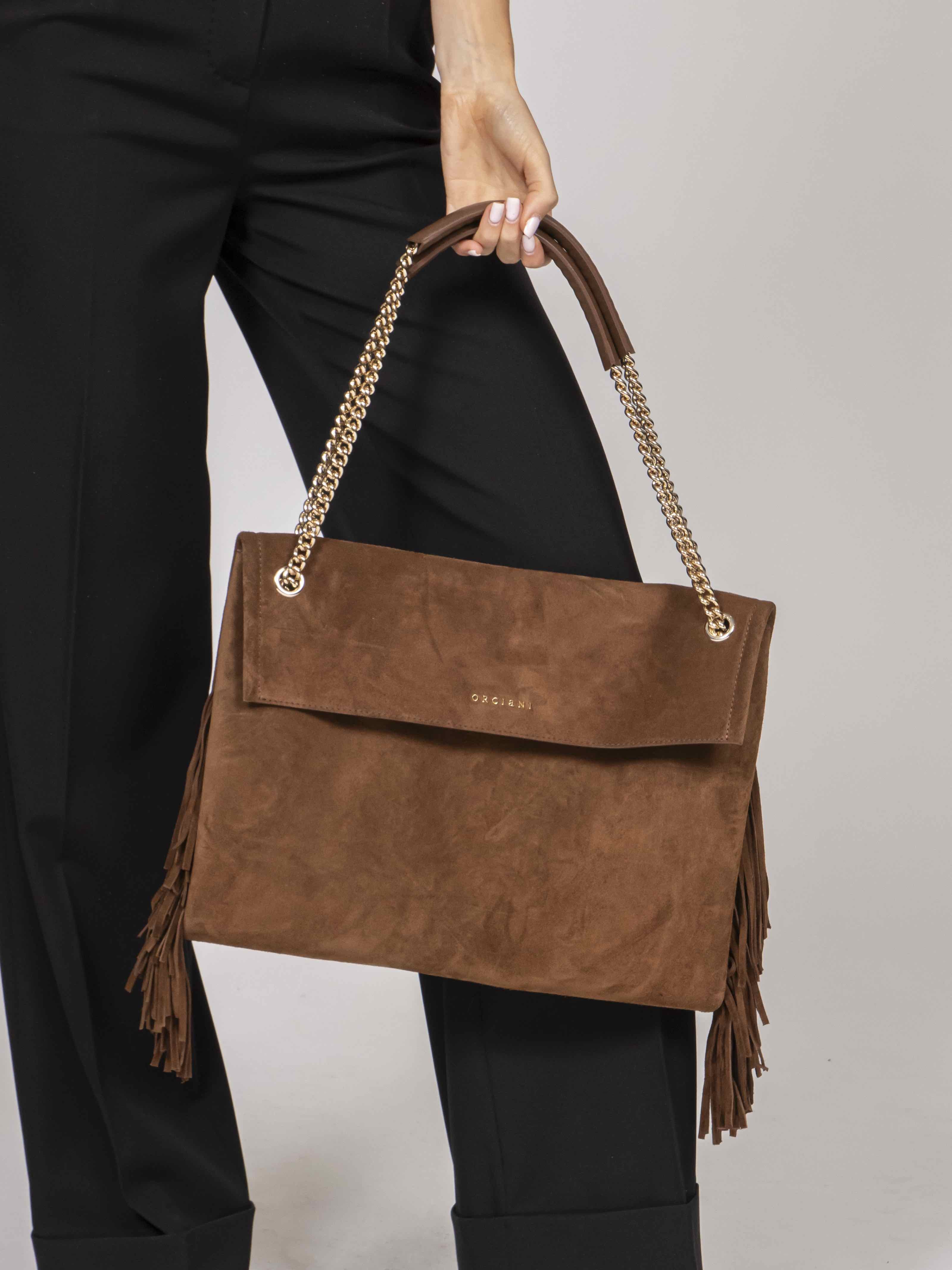 Orciani Borsa Venus M Peach Fringe COA COCOA