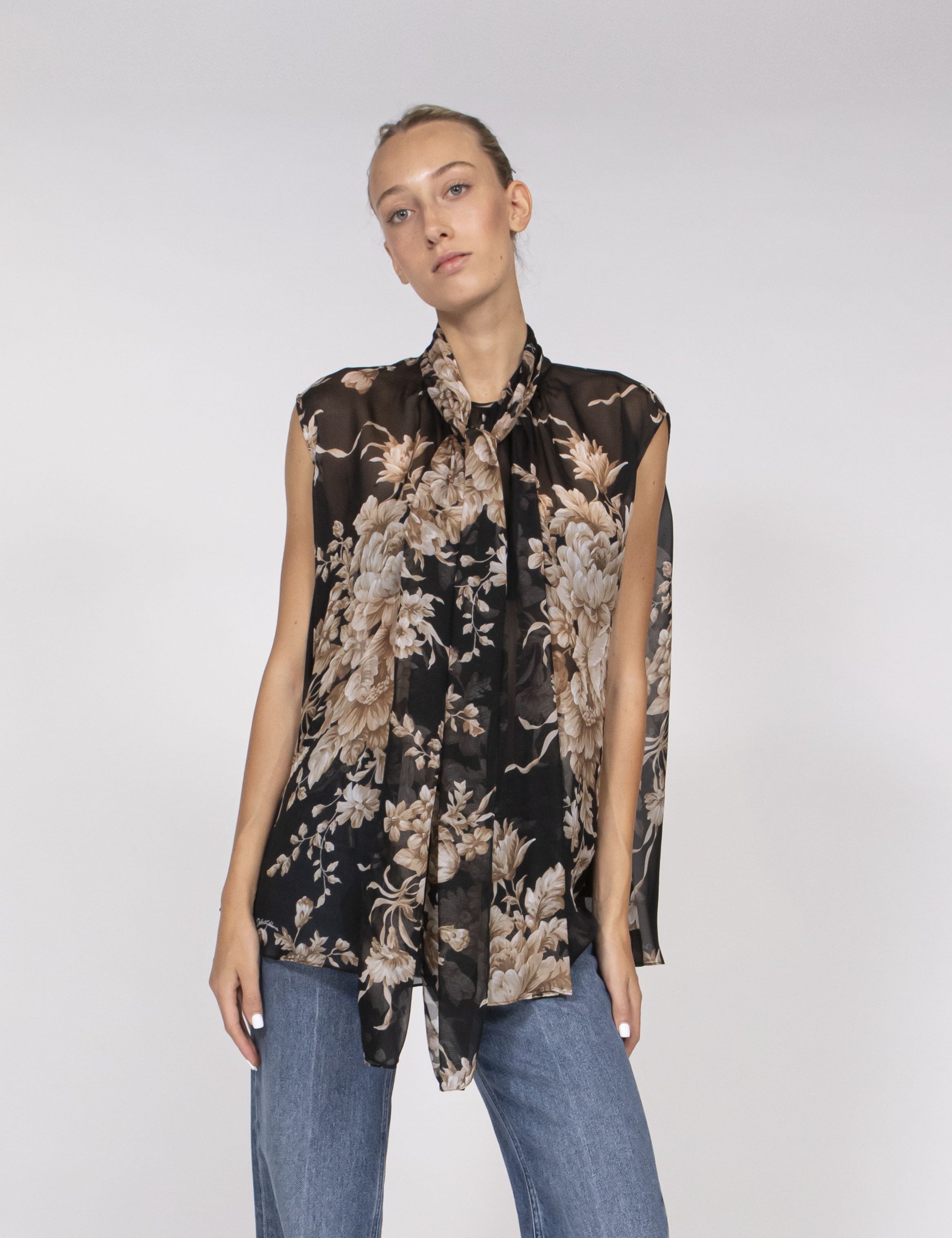 Dolce & Gabbana Camicia HN4OX ROSE CRETONNE F.NERO
