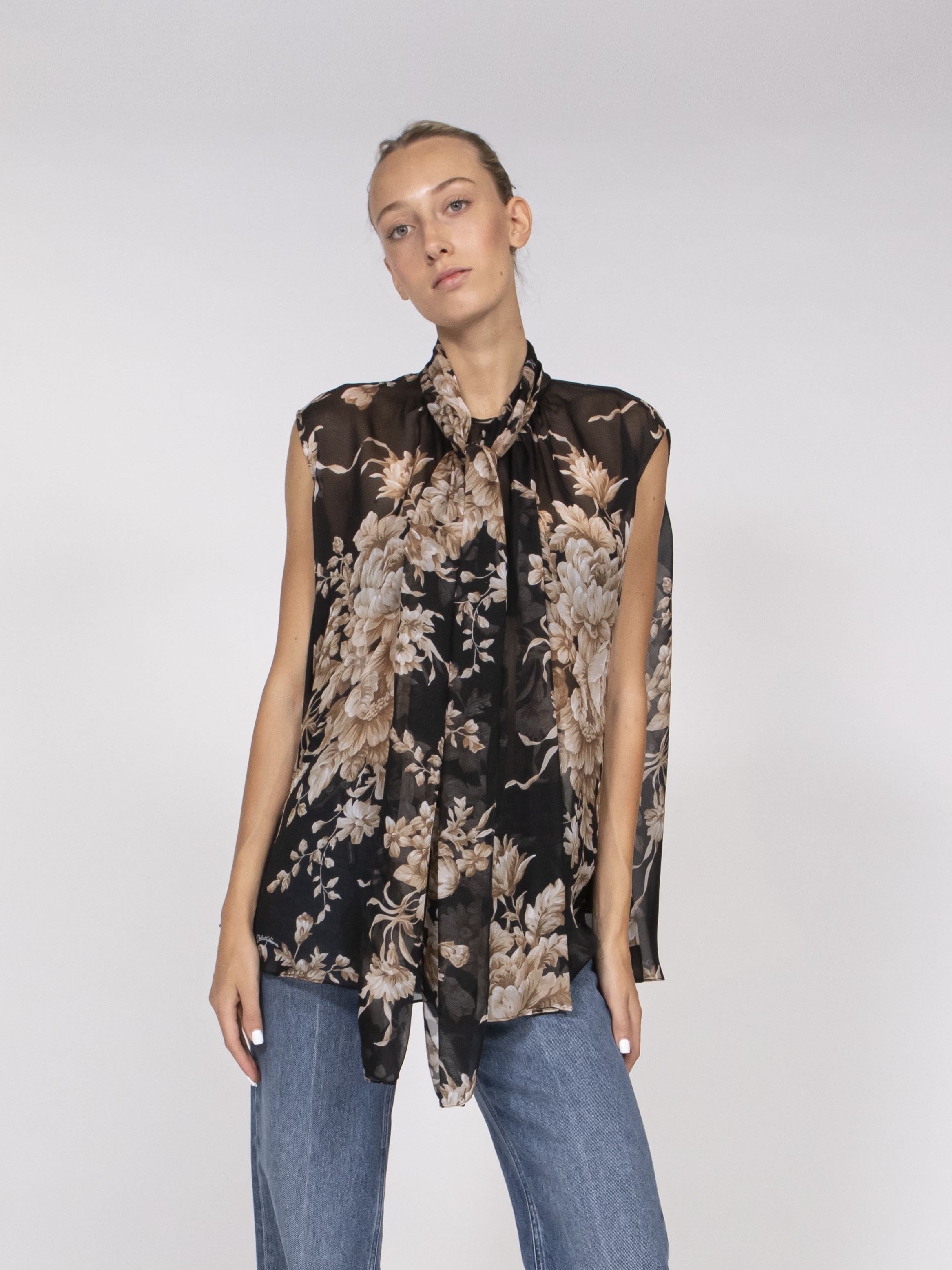Dolce & Gabbana Camicia HN4OX ROSE CRETONNE F.NERO