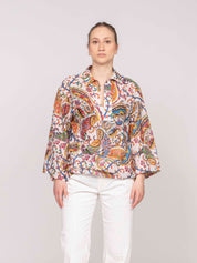 Etro Camicia Kimono X0801 STAMPA F.DO BIANCO