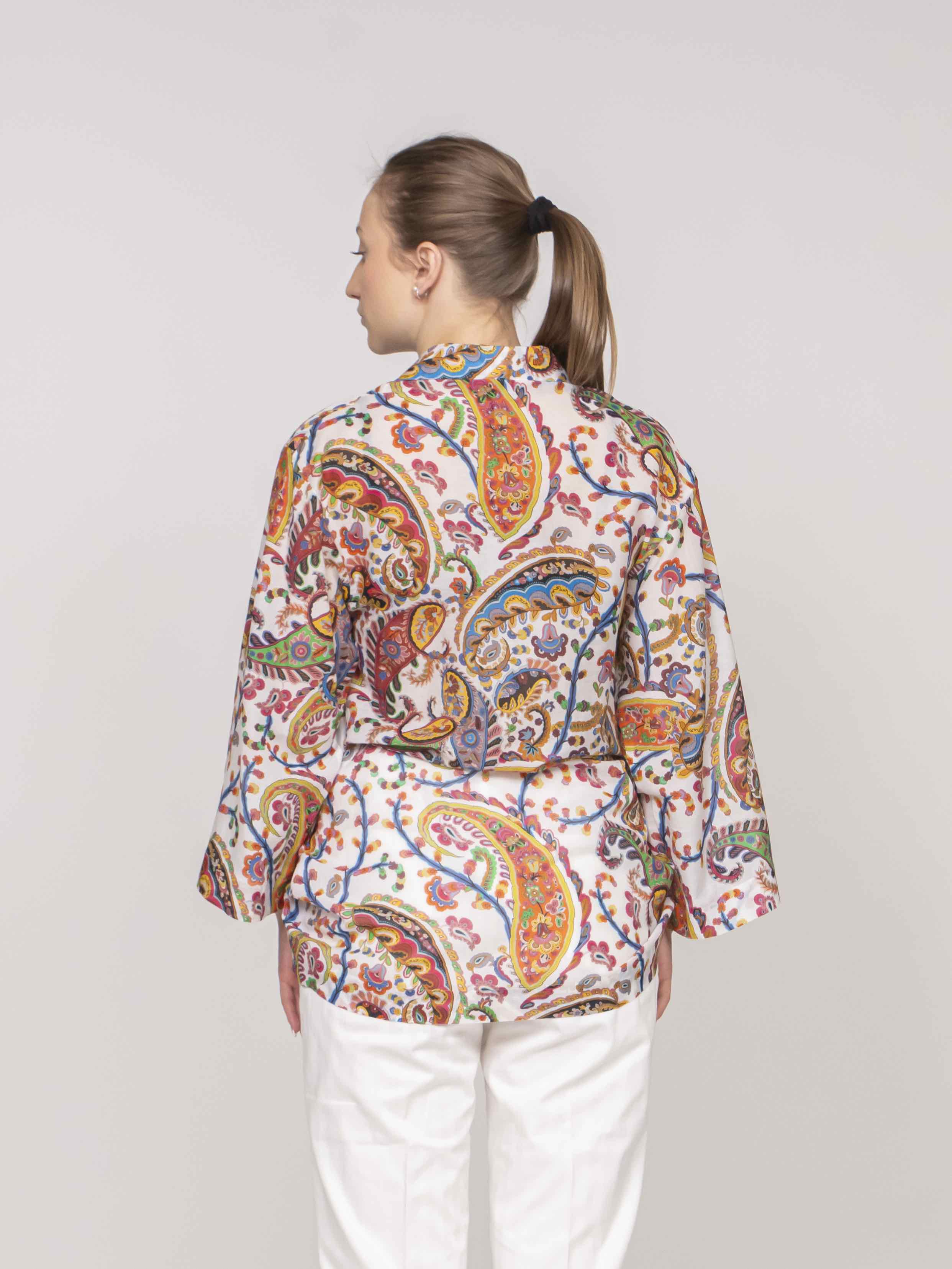 Etro Camicia Kimono X0801 STAMPA F.DO BIANCO