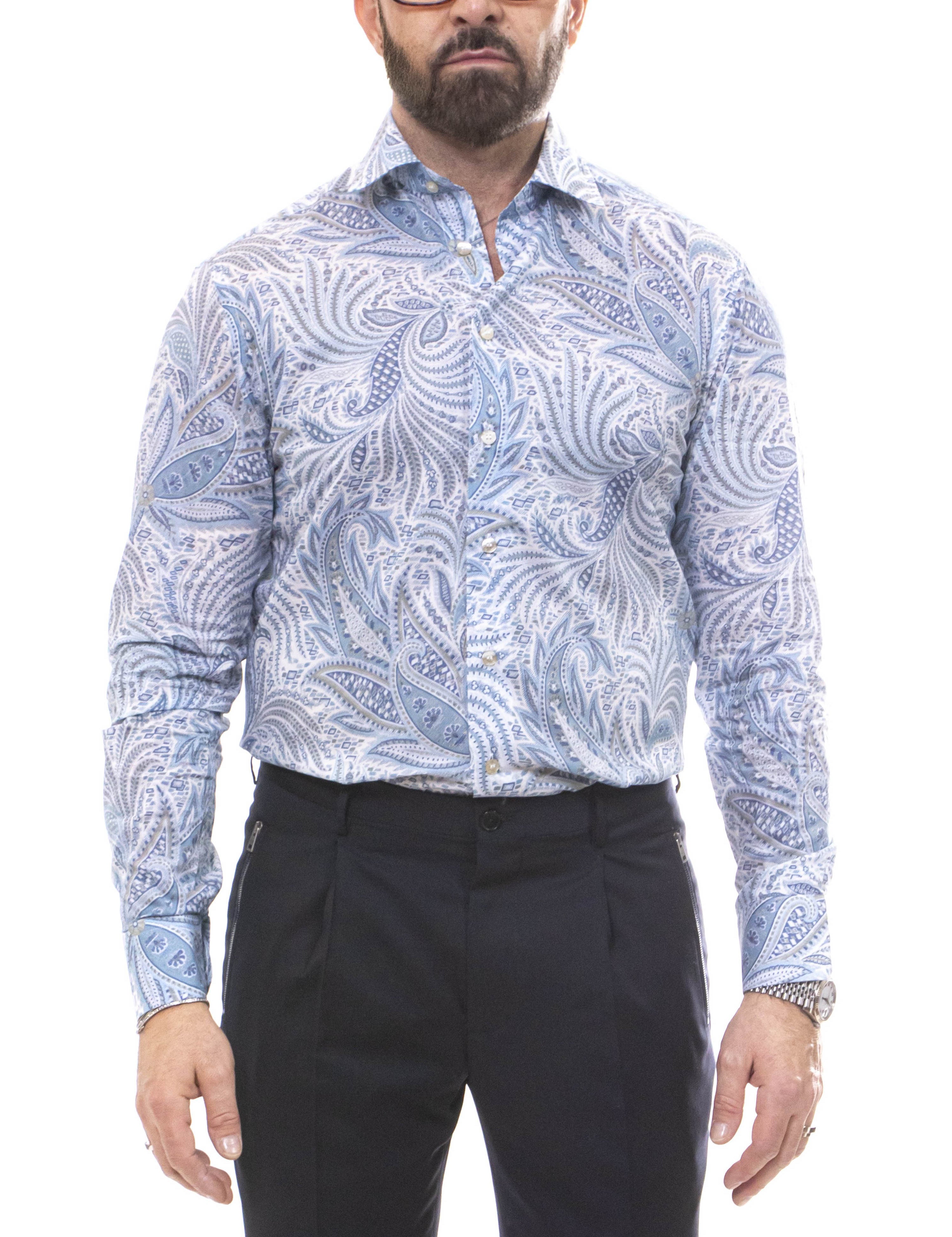 Etro Camicia Roma X0880 STAMPA F.DO BLU