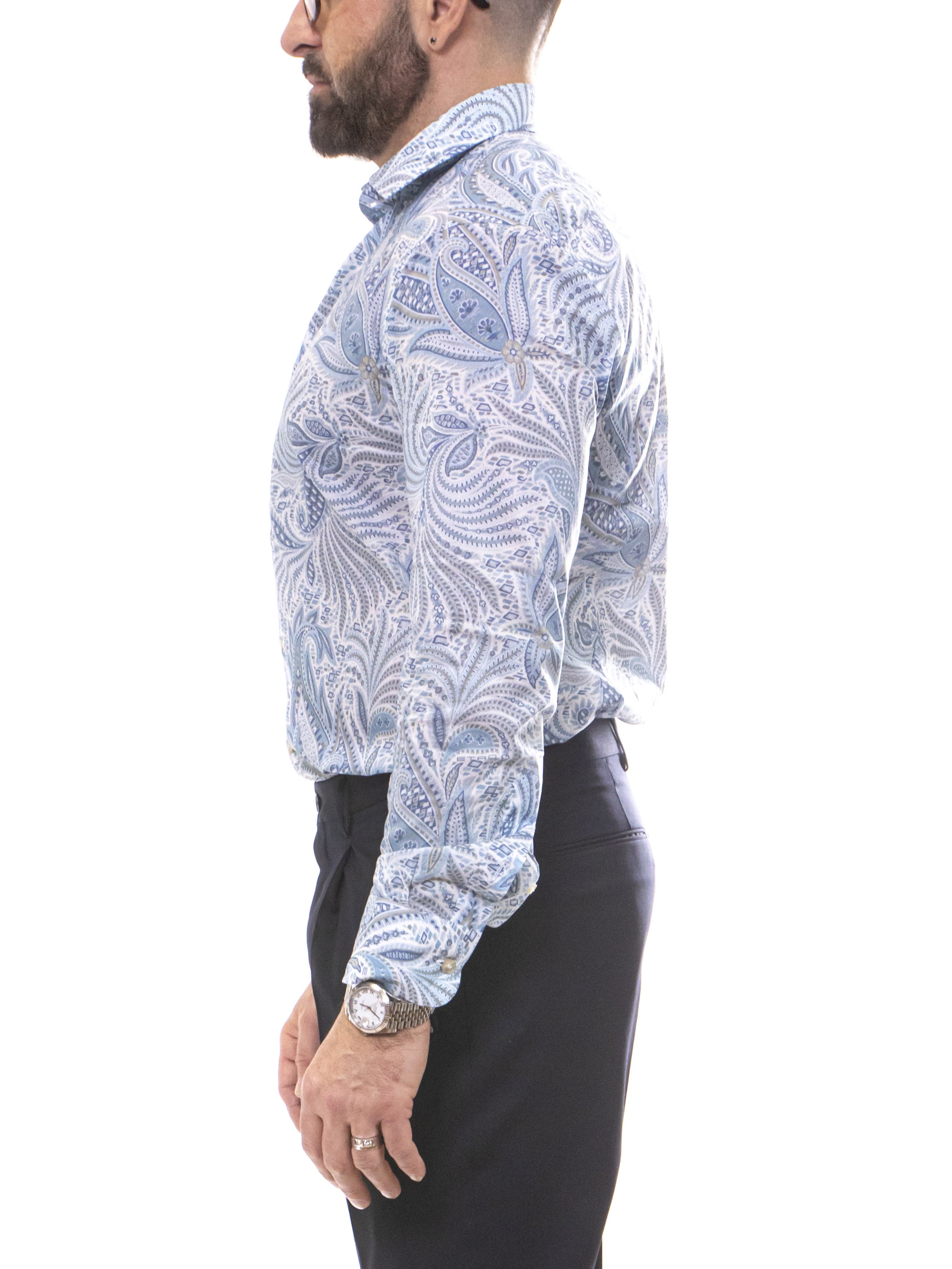 Etro Camicia Roma X0880 STAMPA F.DO BLU