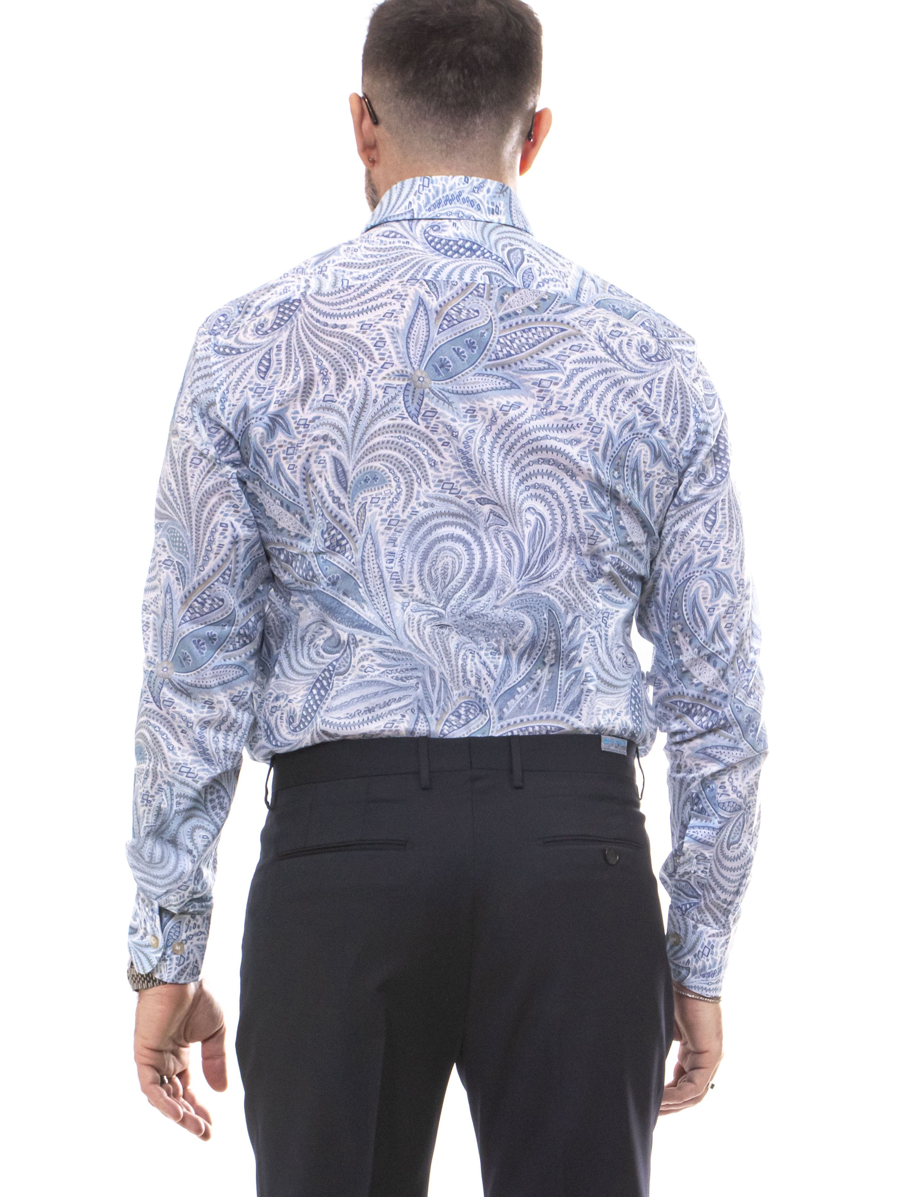 Etro Camicia Roma X0880 STAMPA F.DO BLU