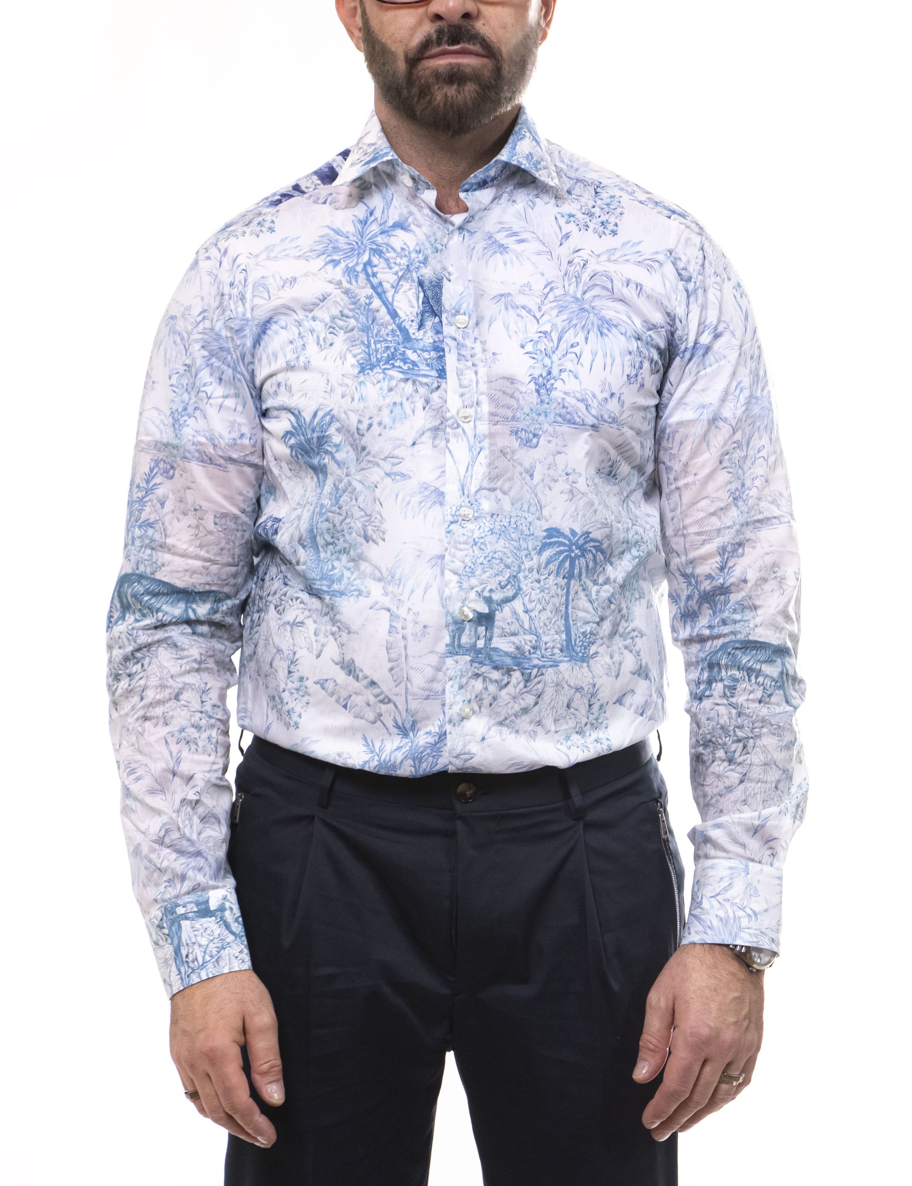 Etro Camicia Roma X0883 STAMPA F.DO BLU