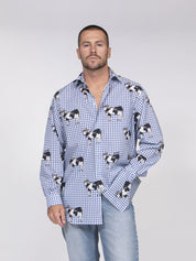 Moschino Camicia Stampa All Over 1293 FANTASIA AZZURRO
