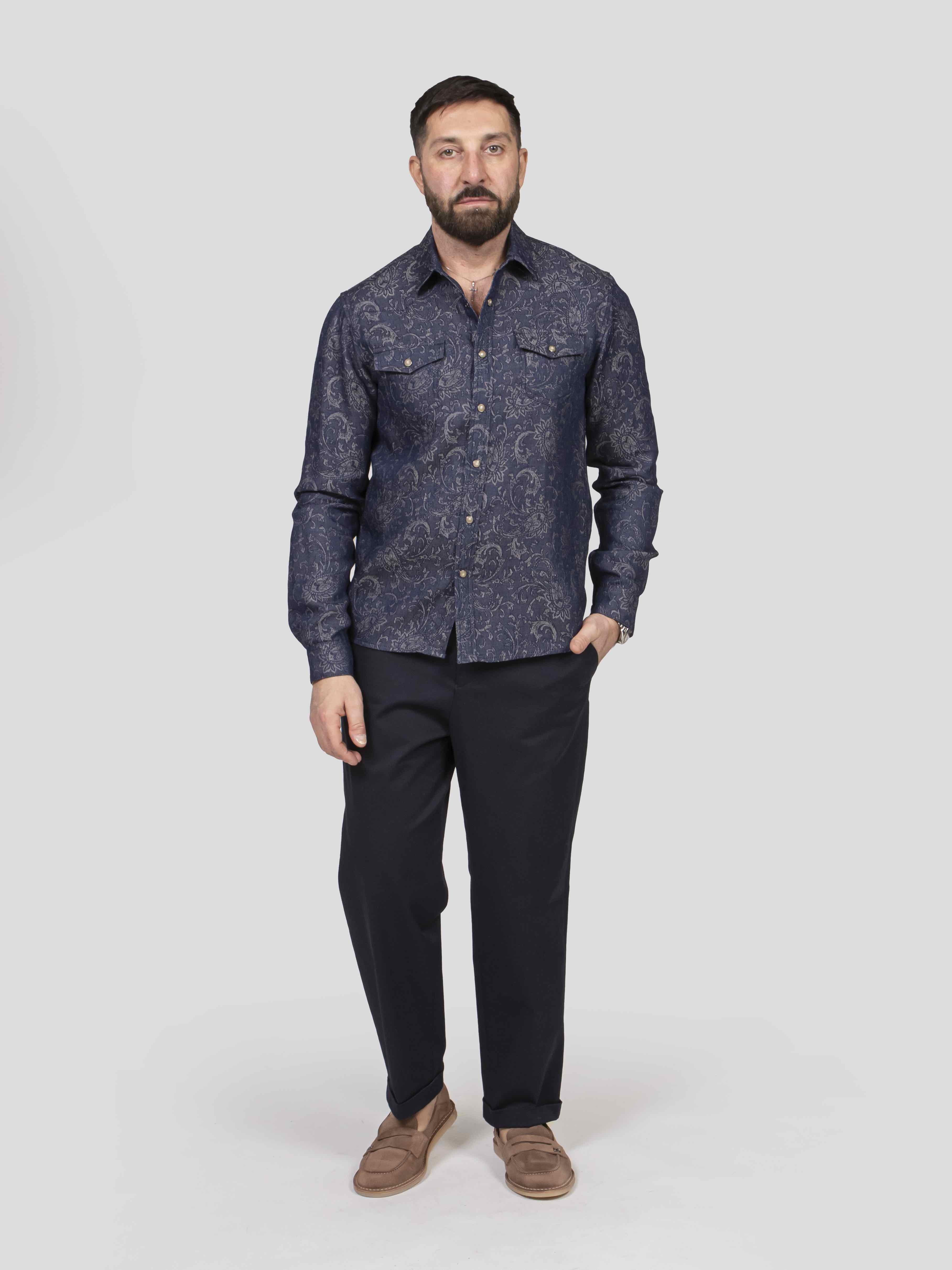 Etro Camicia Western Denim S8460 BICOLORE