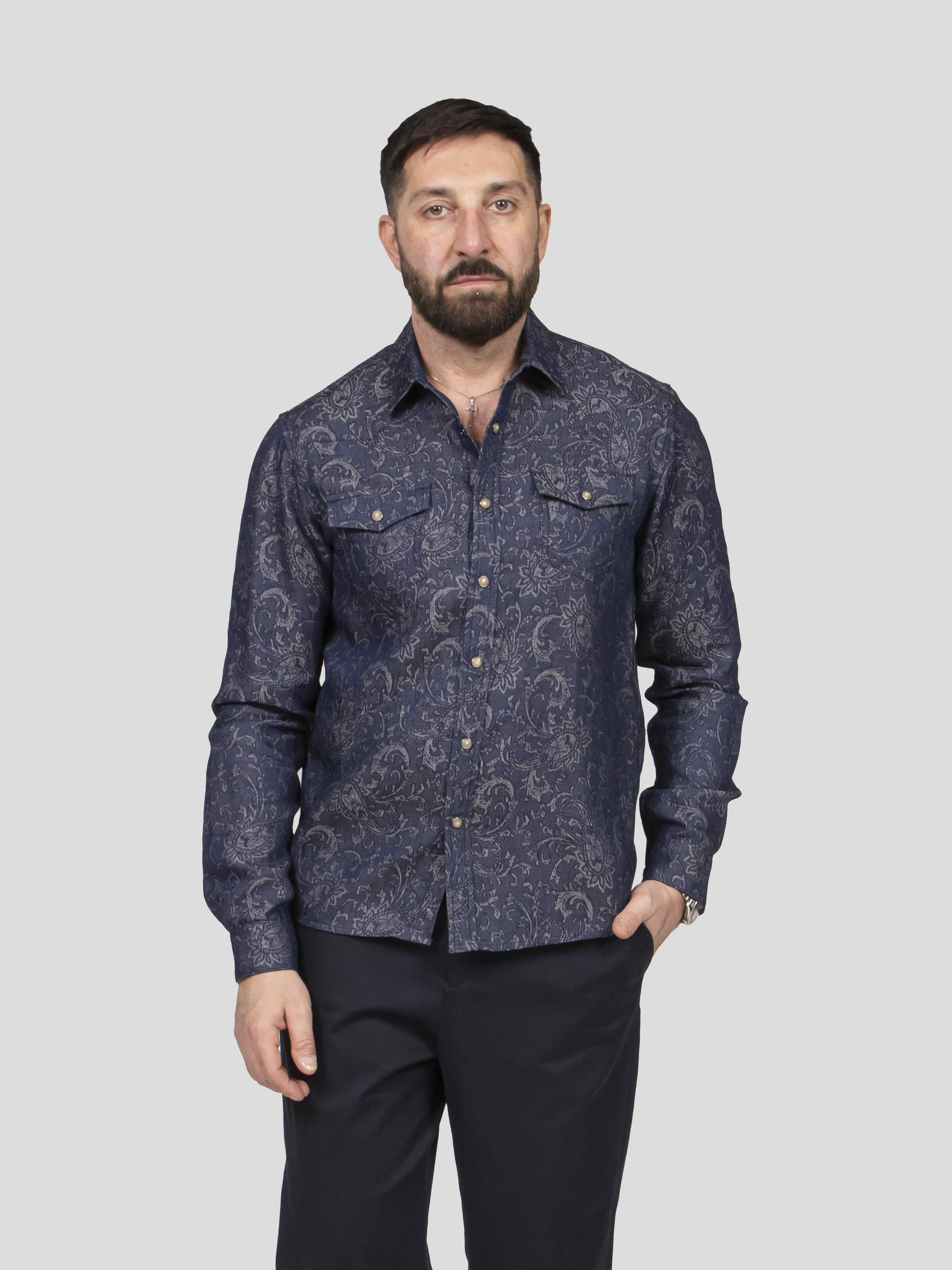 Etro Camicia Western Denim S8460 BICOLORE