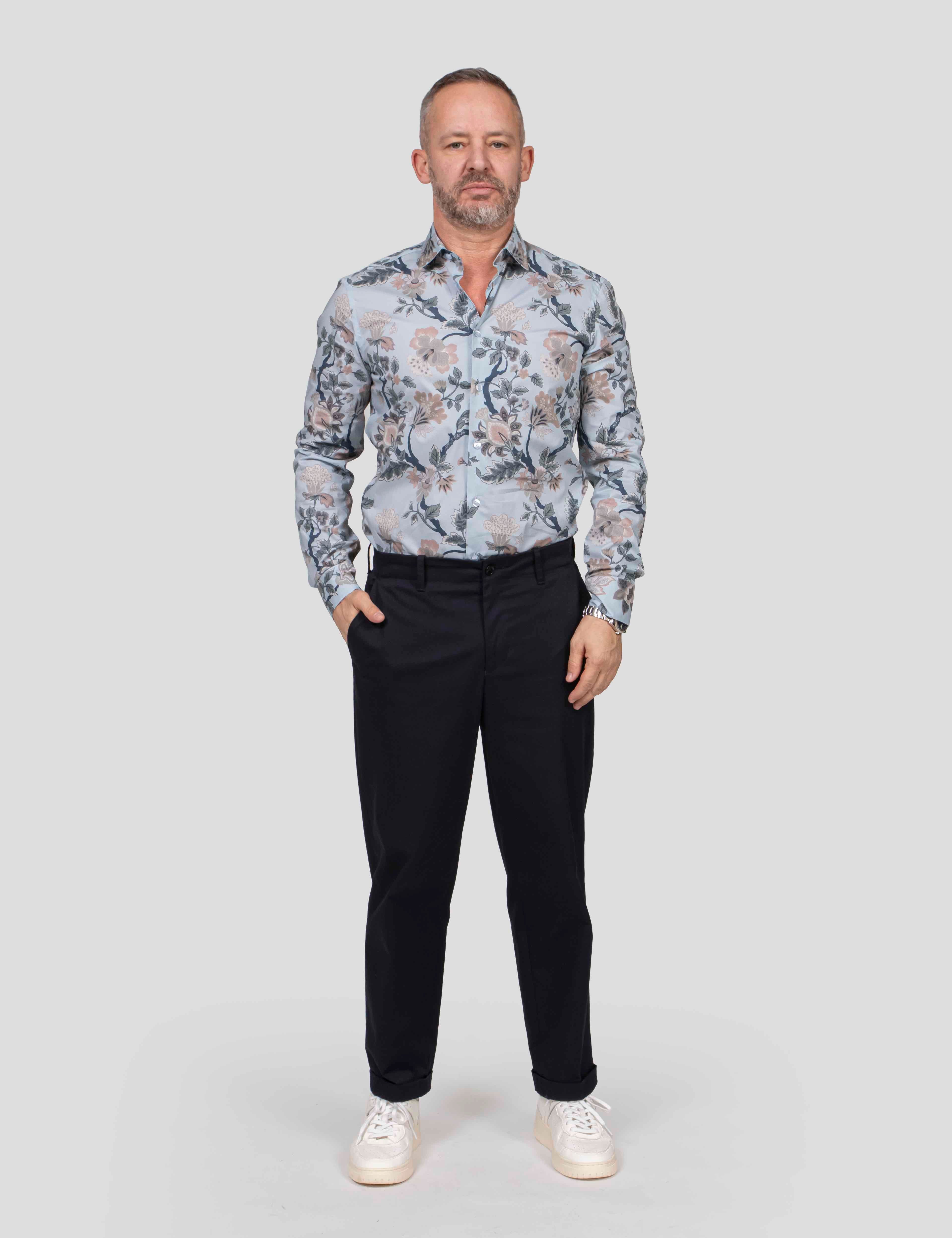 Etro Camicia X0880 STAMPA F.DO BLU
