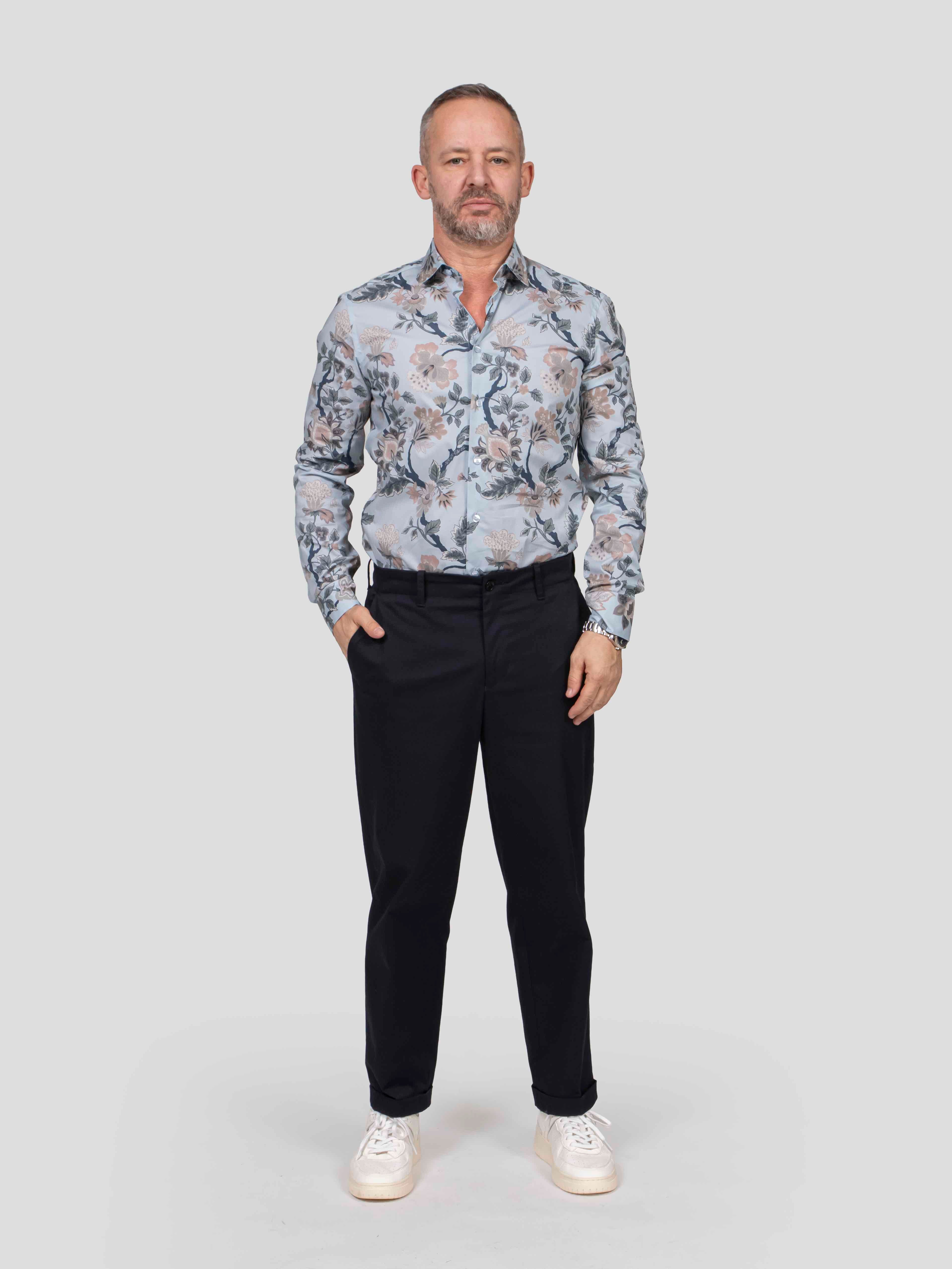 Etro Camicia X0880 STAMPA F.DO BLU