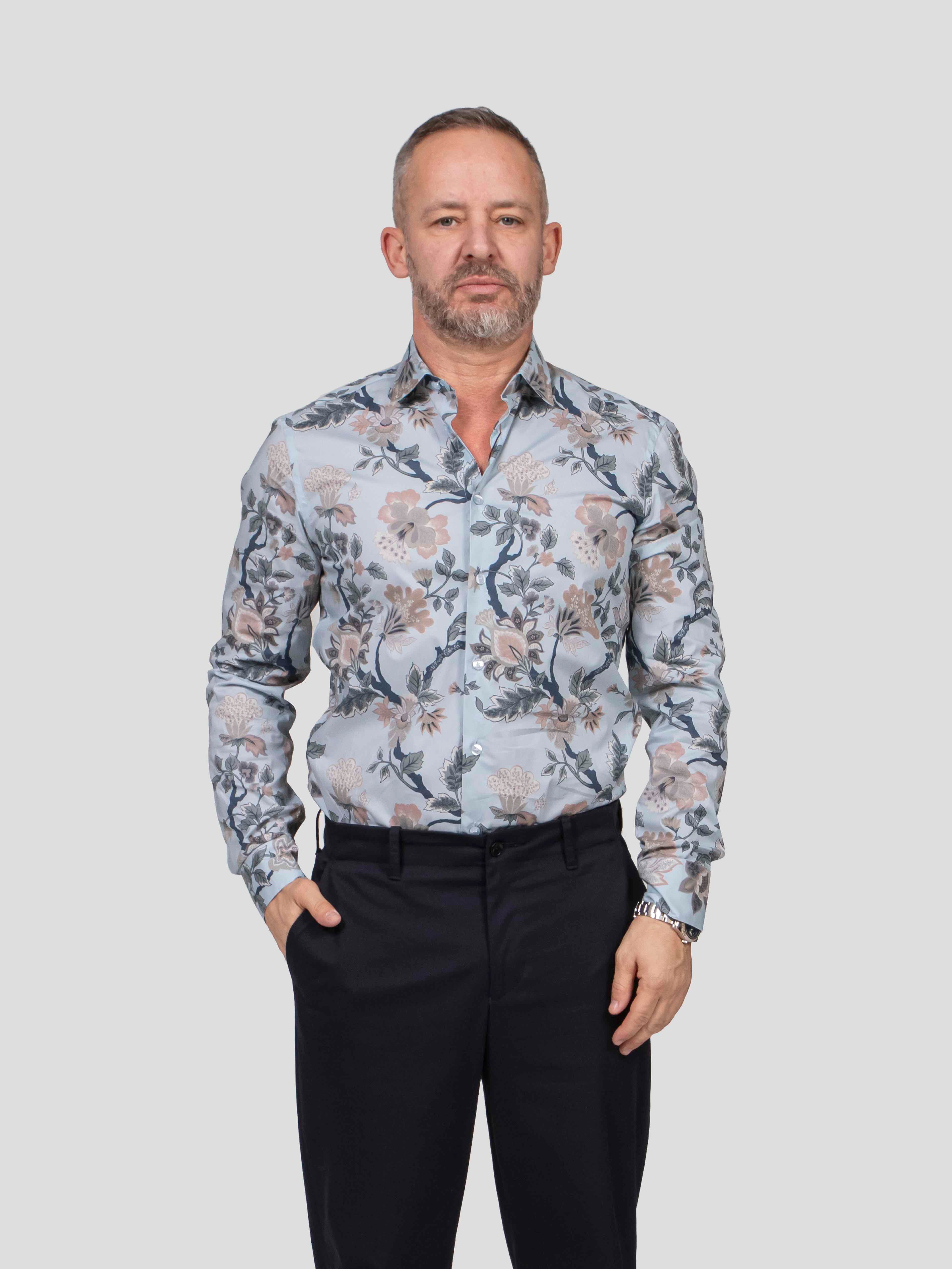 Etro Camicia X0880 STAMPA F.DO BLU
