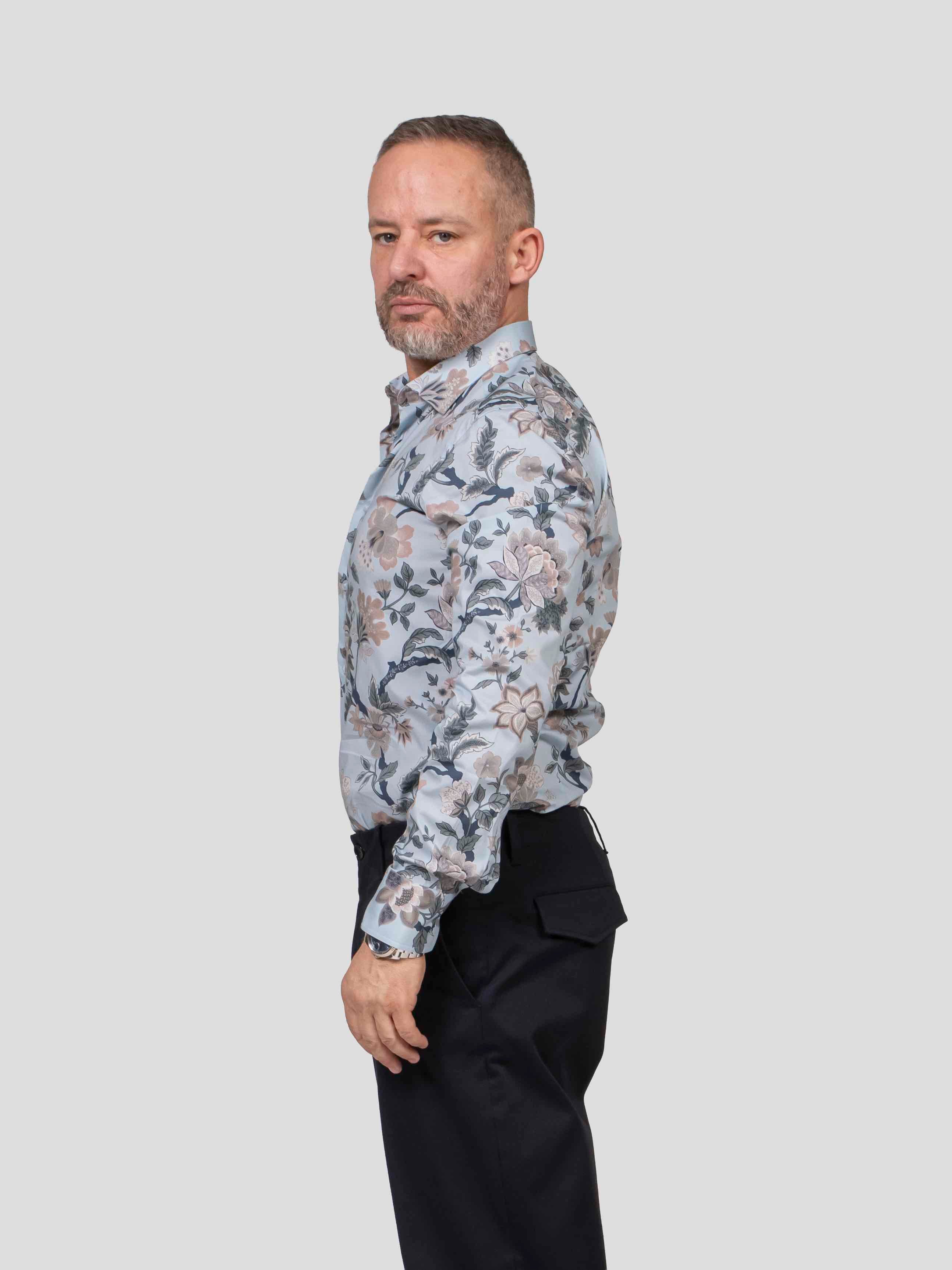 Etro Camicia X0880 STAMPA F.DO BLU