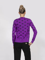 Dolce & Gabbana Cardigan Girocollo FI540 VIOLA/NERO