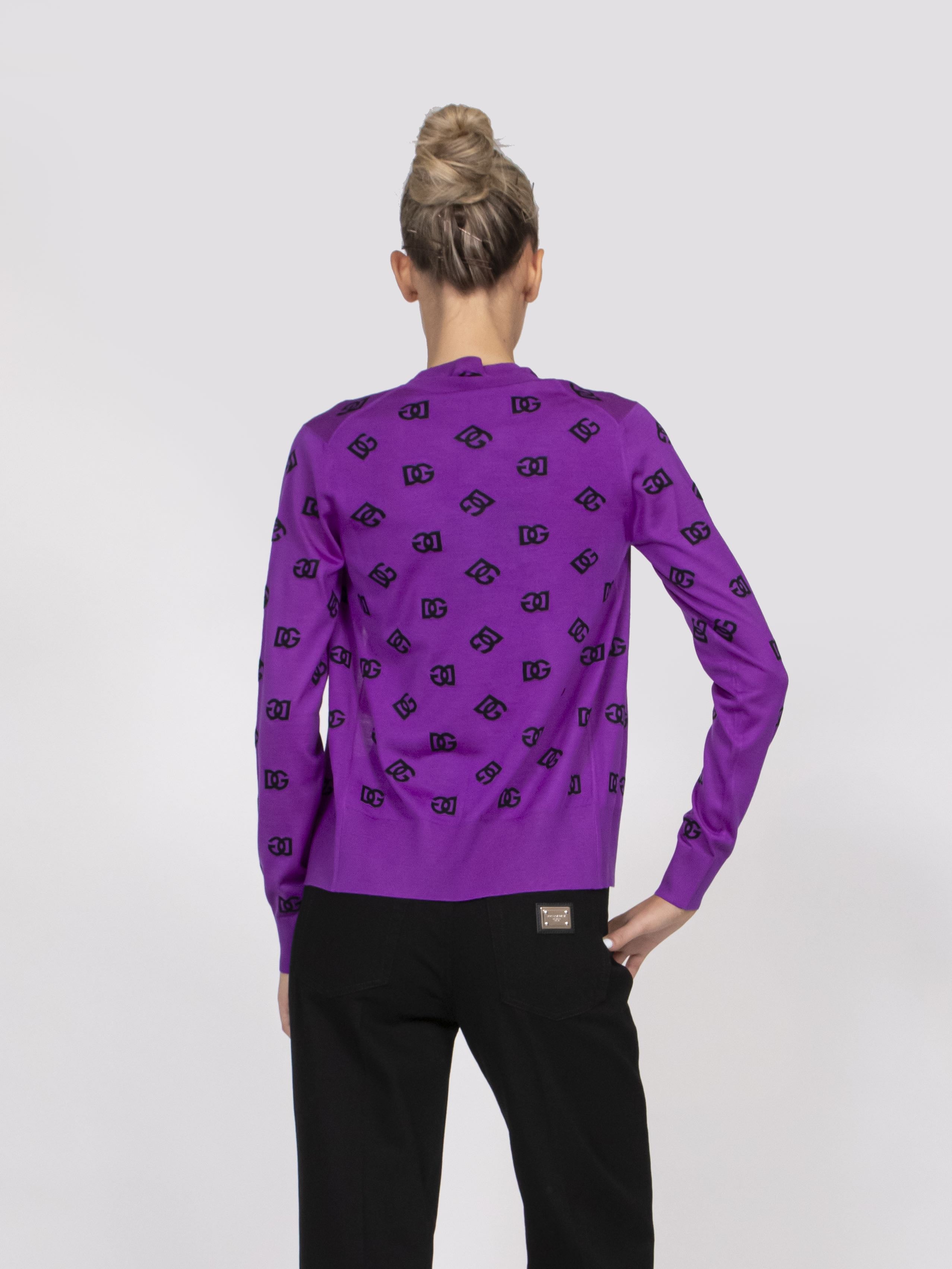 Dolce & Gabbana Cardigan Girocollo FI540 VIOLA/NERO